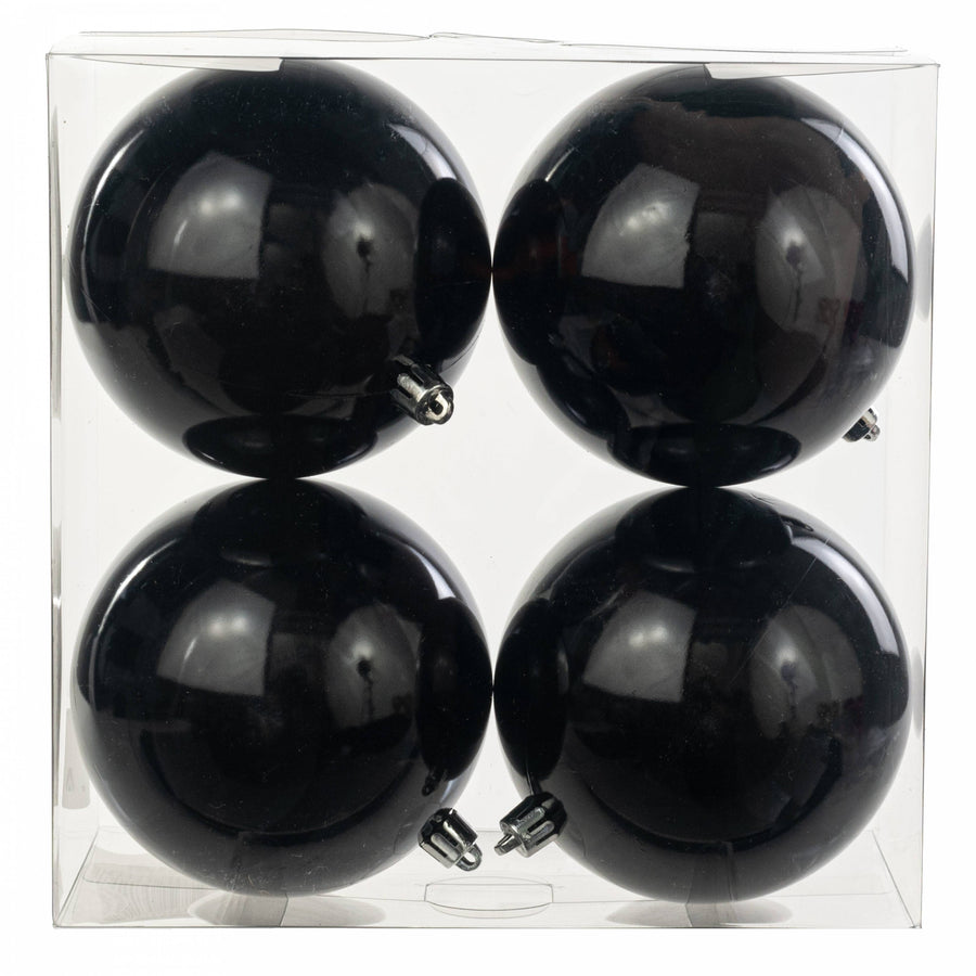 100MM Plastic Ball Ornament: Candy Apple Black (Set of 4)
