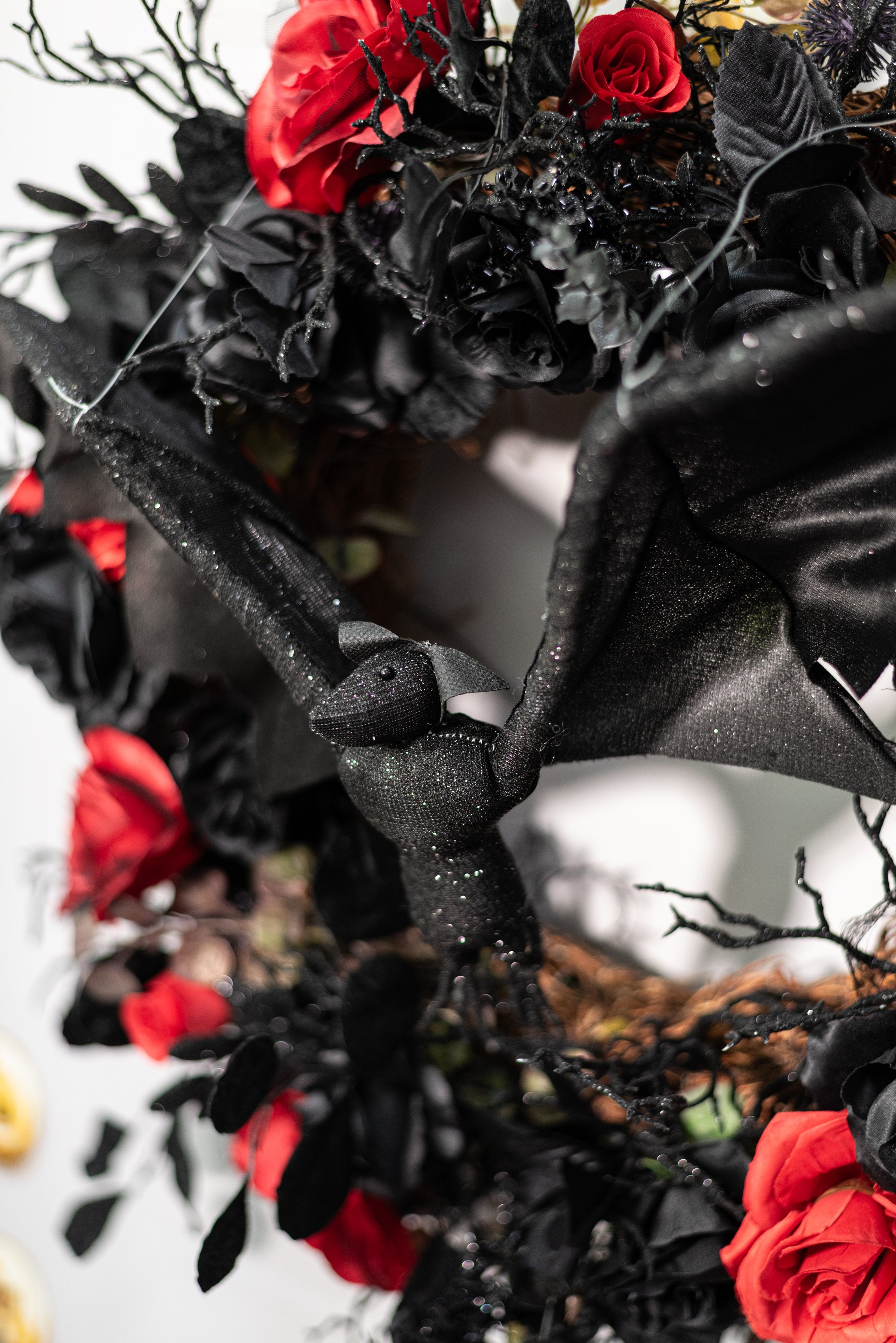 8" x 22" Fabric Bat Ornament: Black detail photo 4