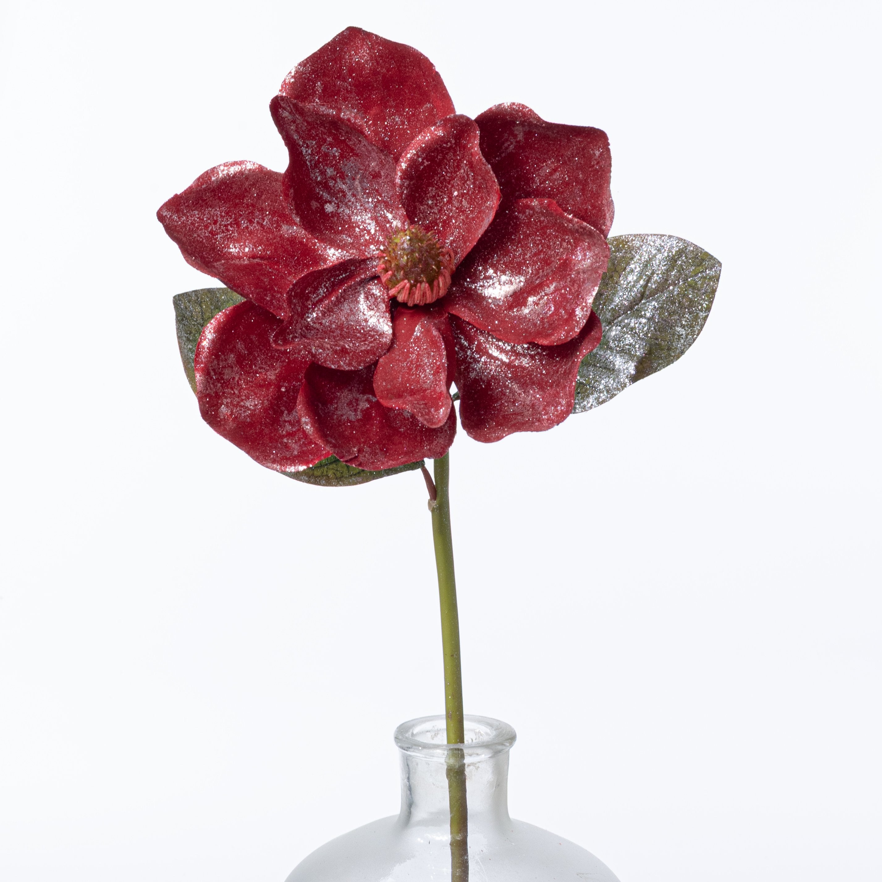 22" Glittered Magnolia Spray: Red Item Number: 2823031RD