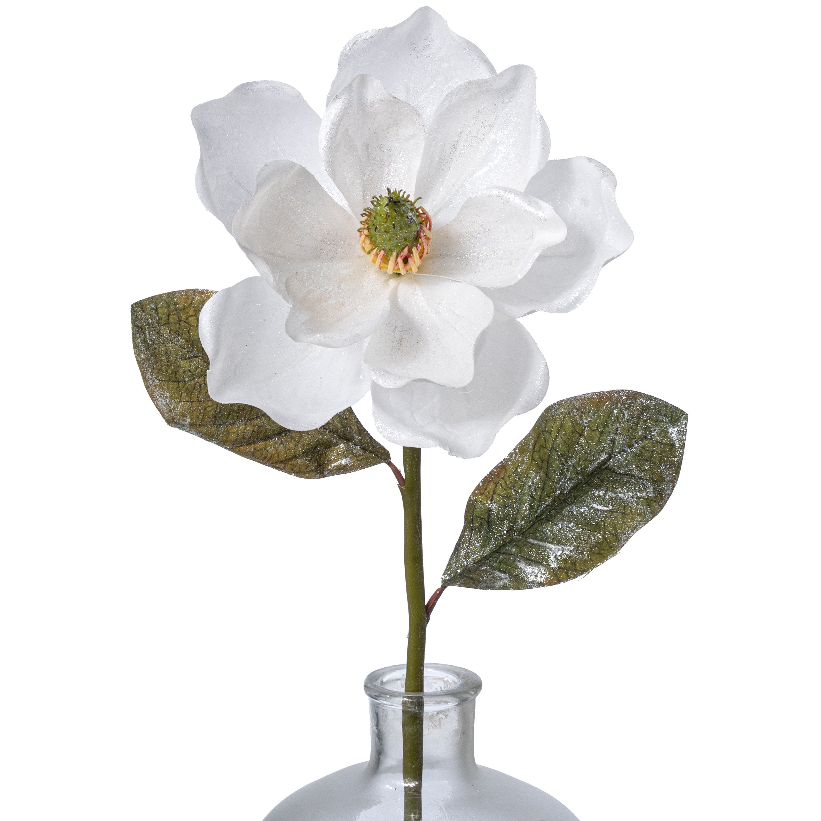 22" Glittered Magnolia Spray: White Item Number: 2823031WH