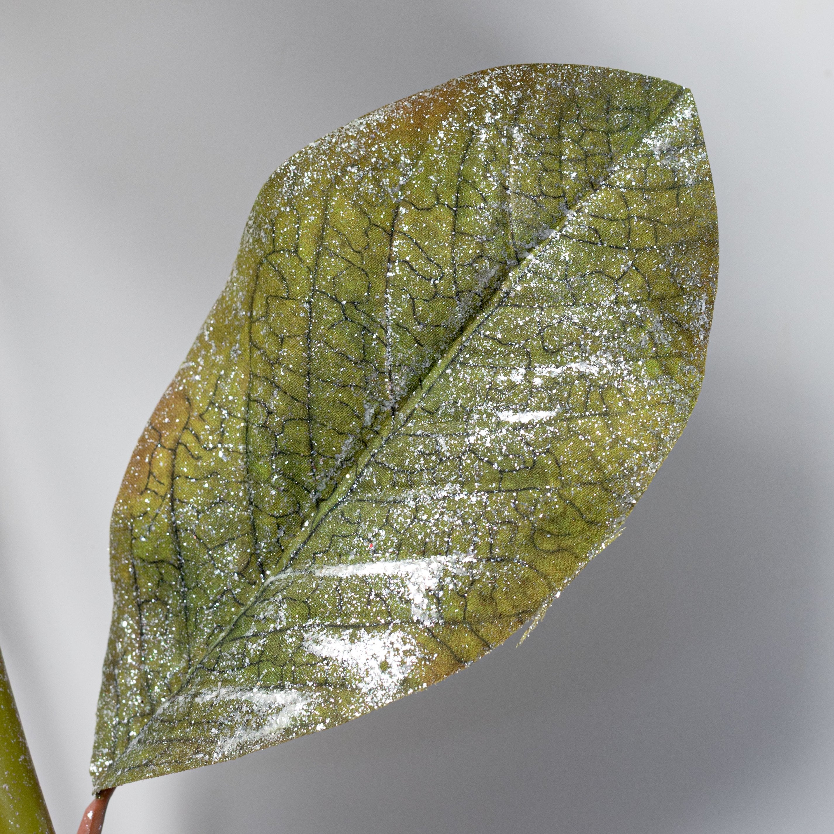 22" Glittered Magnolia Spray: White detail photo 4