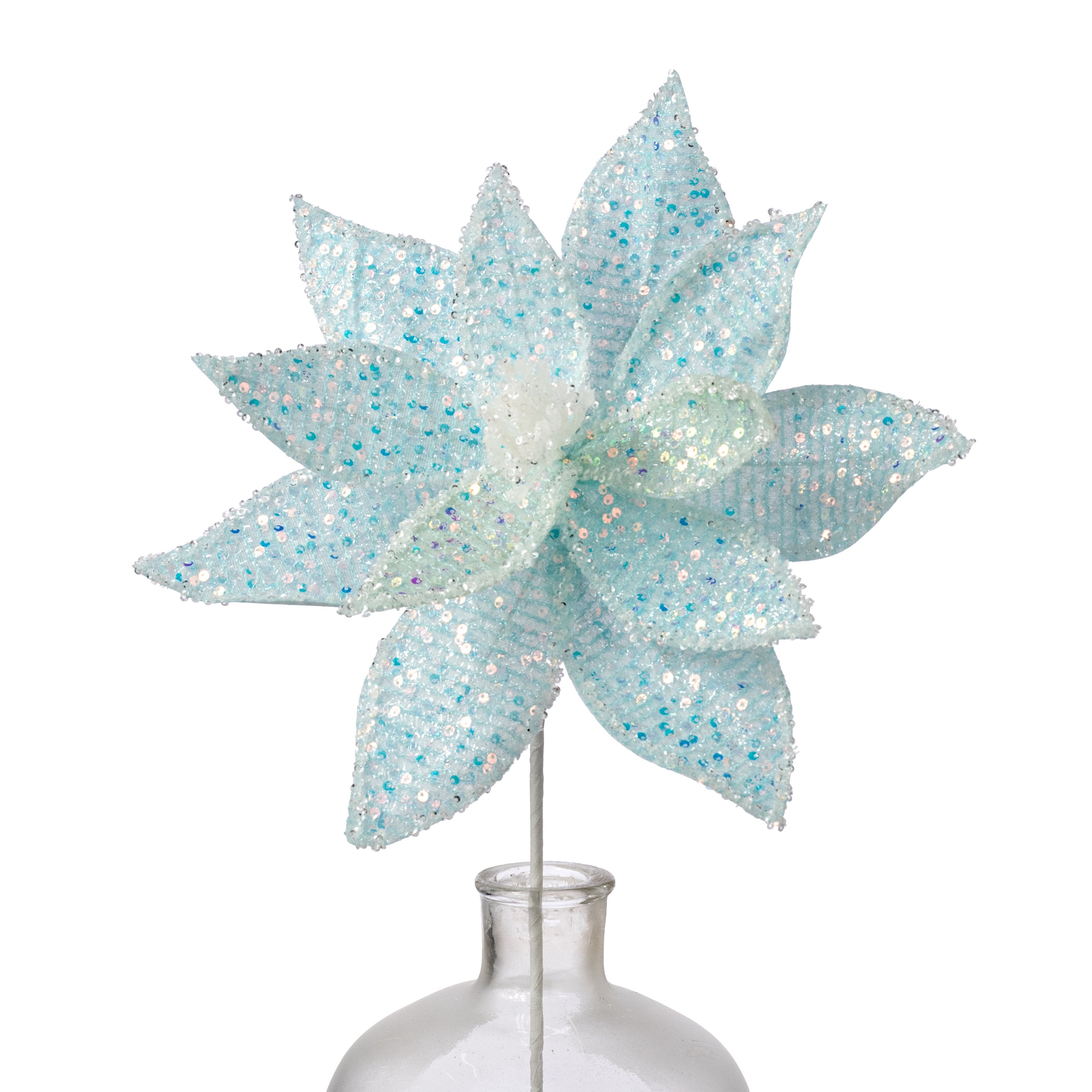 22" Iridescent Poinsettia Stem: Soft Blue Item Number: 226910