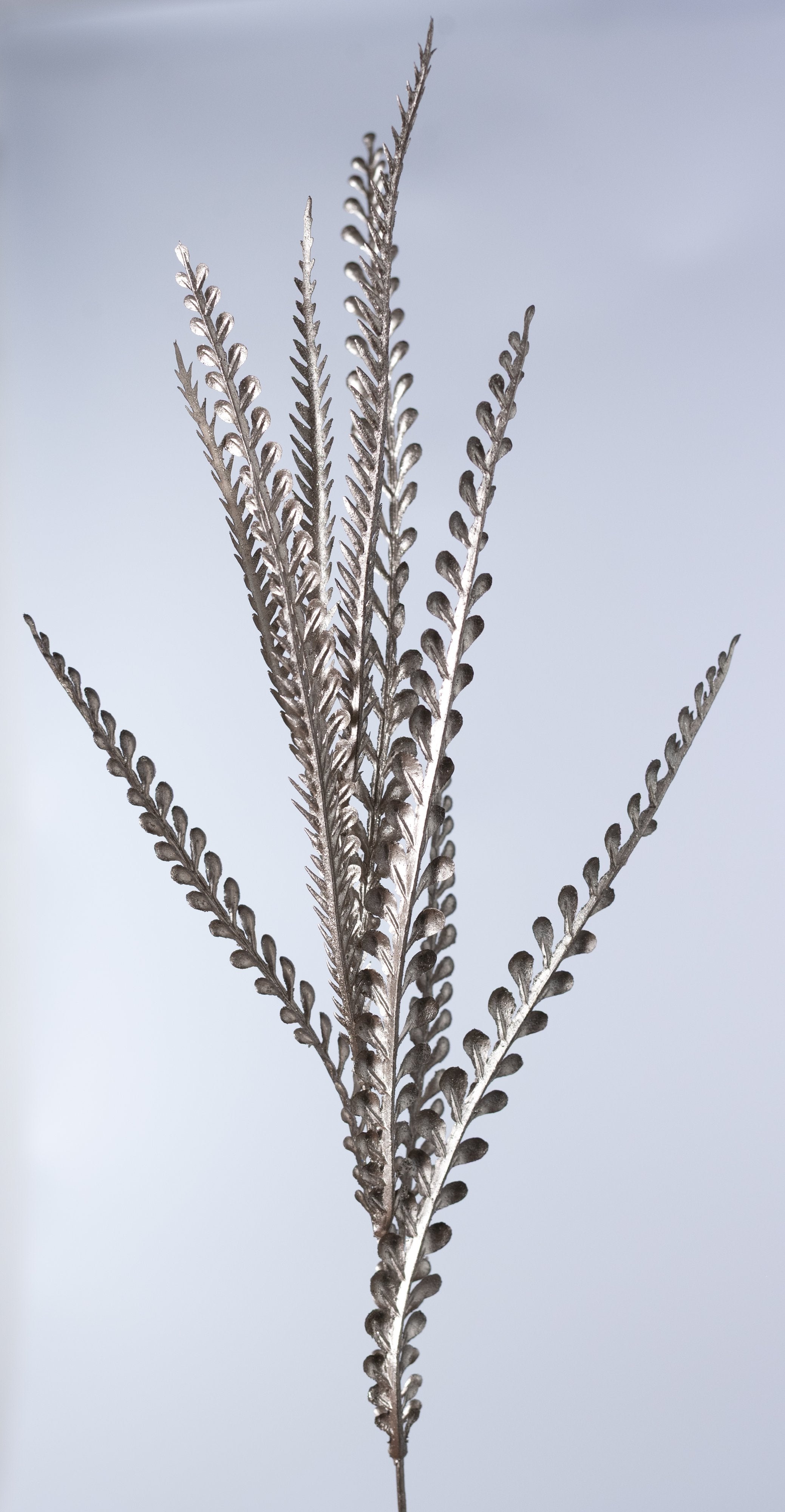 22" Plastic Button Fern Bush: Metallic Platinum Gold (6 Stem) detail photo 4