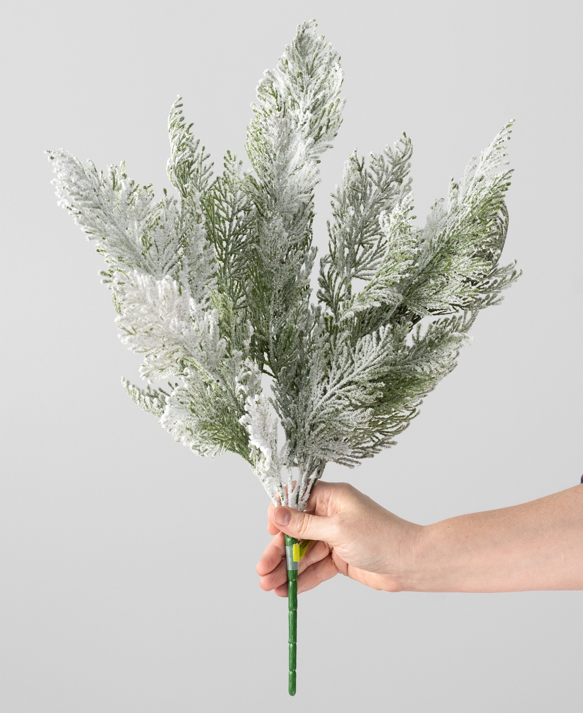22" Plastic Cedar Bush: Flocked Snow Green (7 Stem) detail photo 3