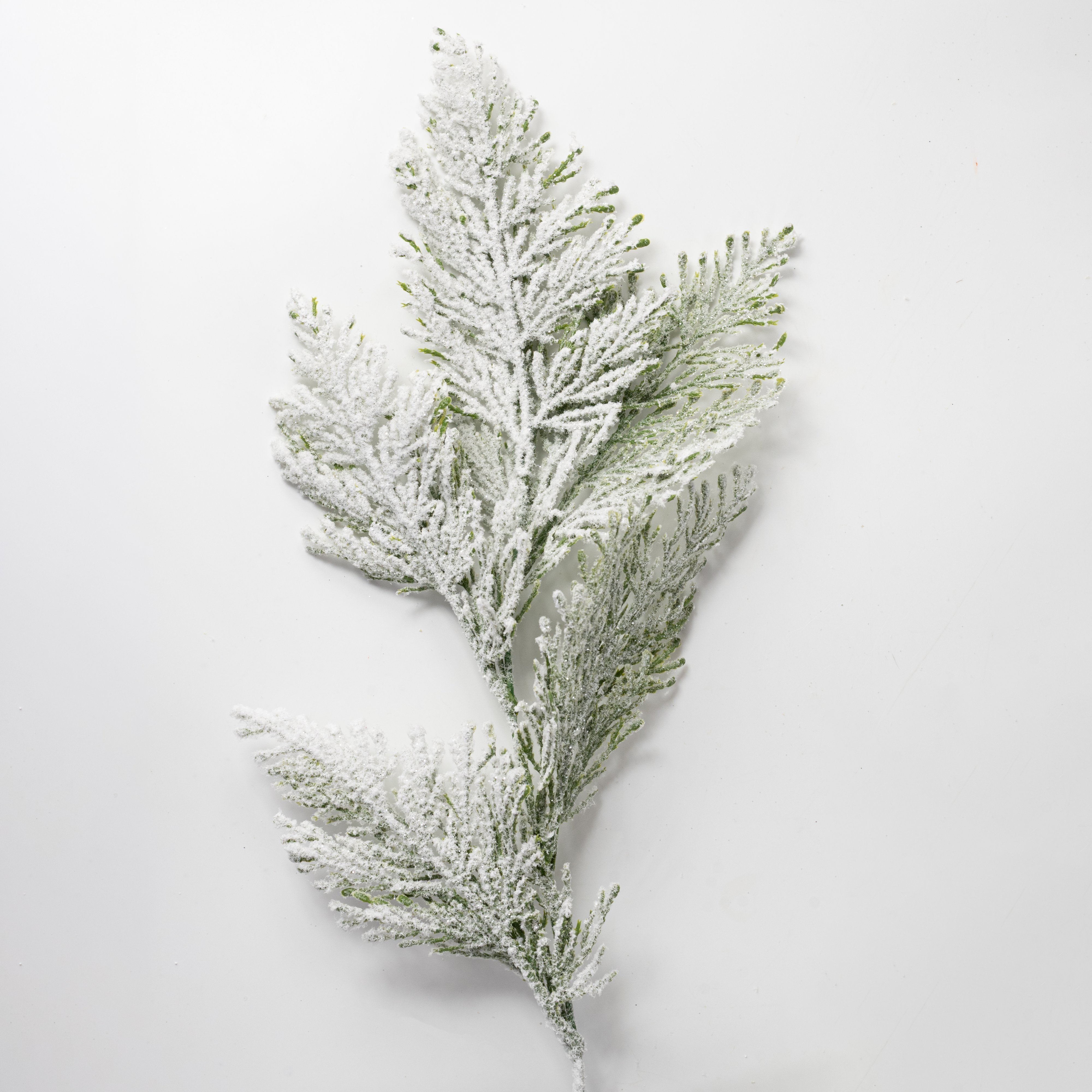 22" Plastic Cedar Bush: Flocked Snow Green (7 Stem) detail photo 4