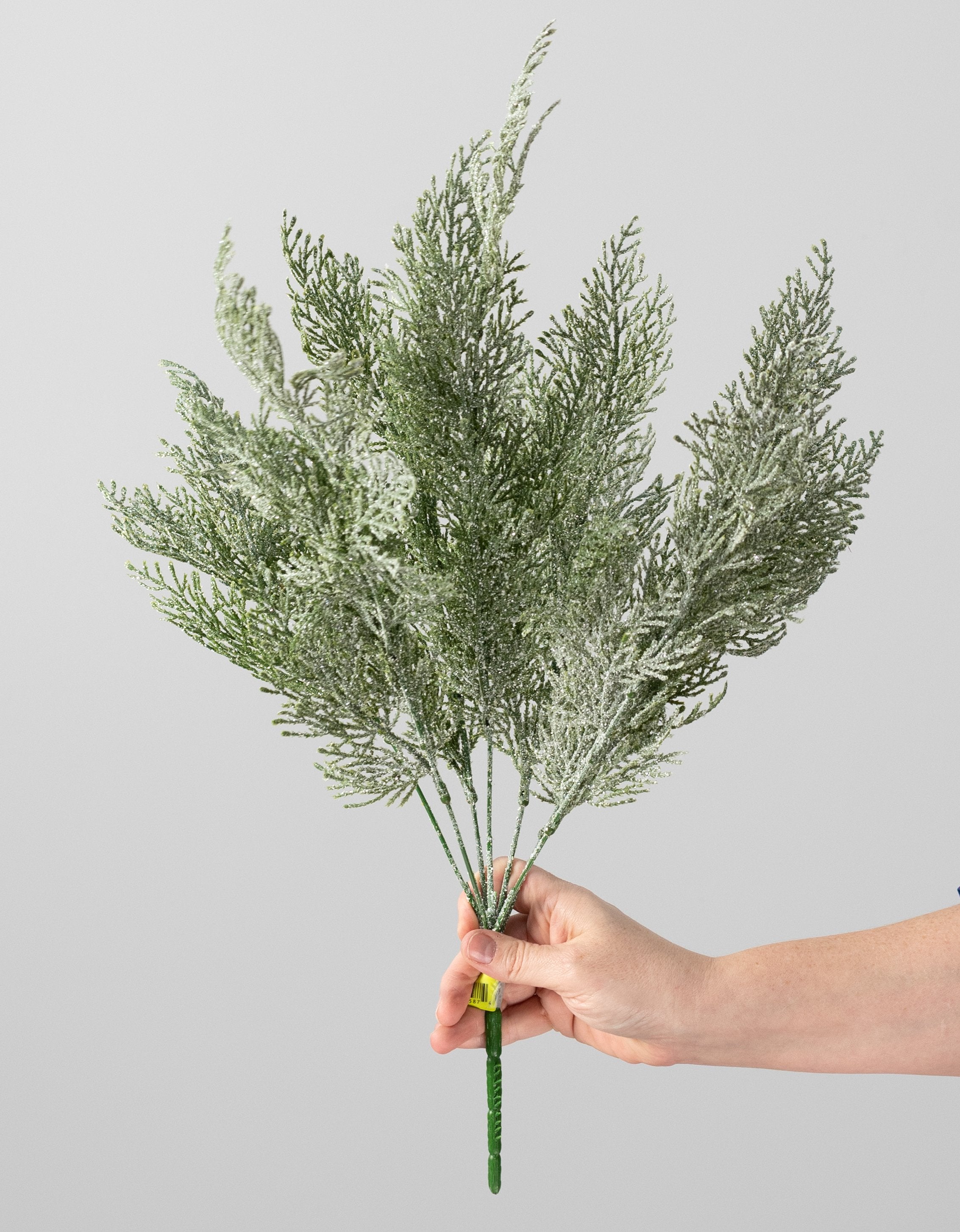 22" Plastic Cedar Bush: Iced Green (7 Stem) detail photo 3