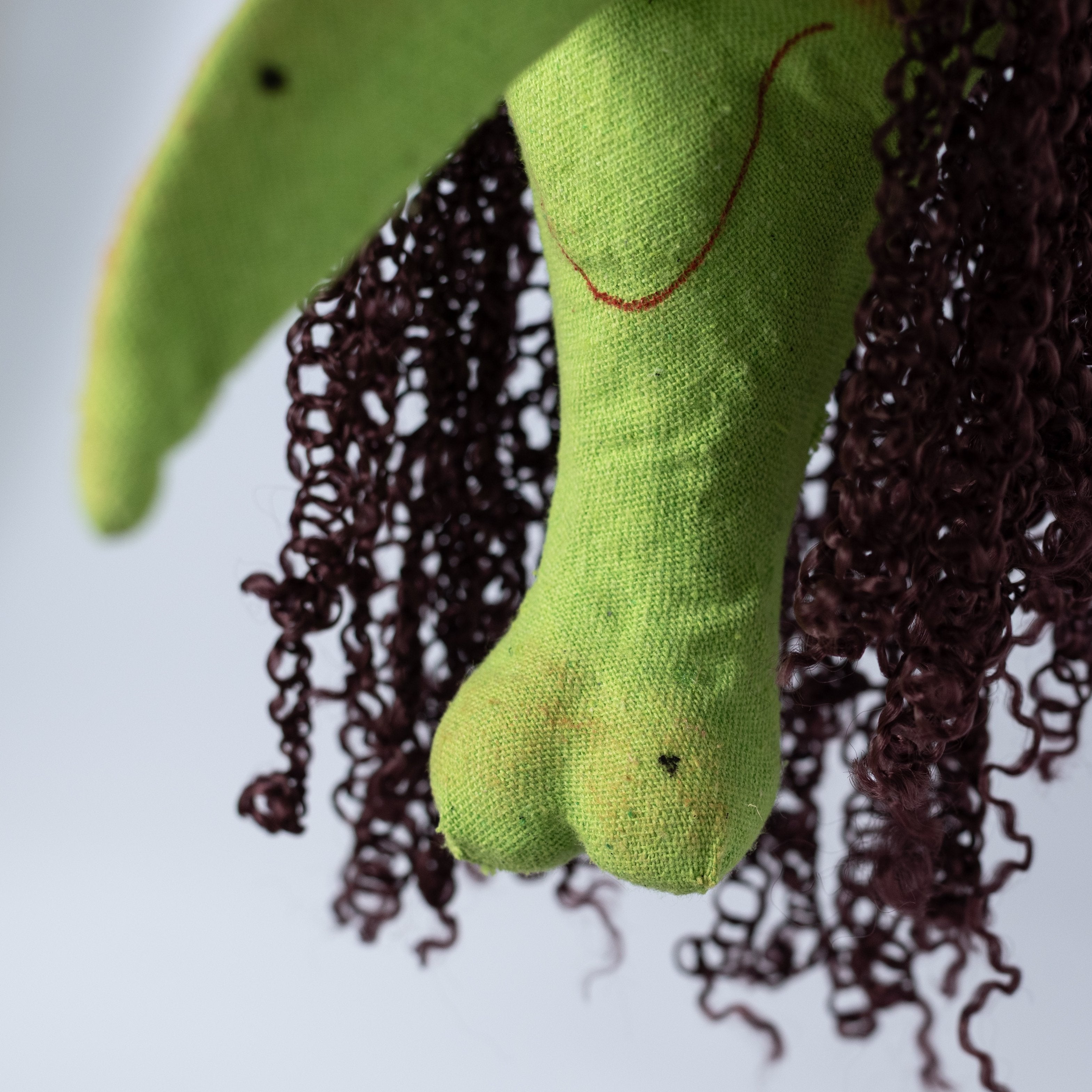 22" x 9" Witch Head Ornament: Green detail photo 6