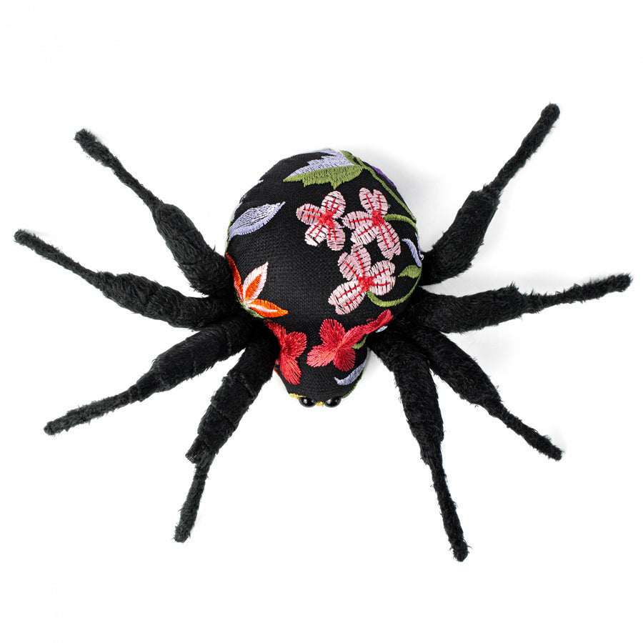 12" Embroidered Floral Spider Accent