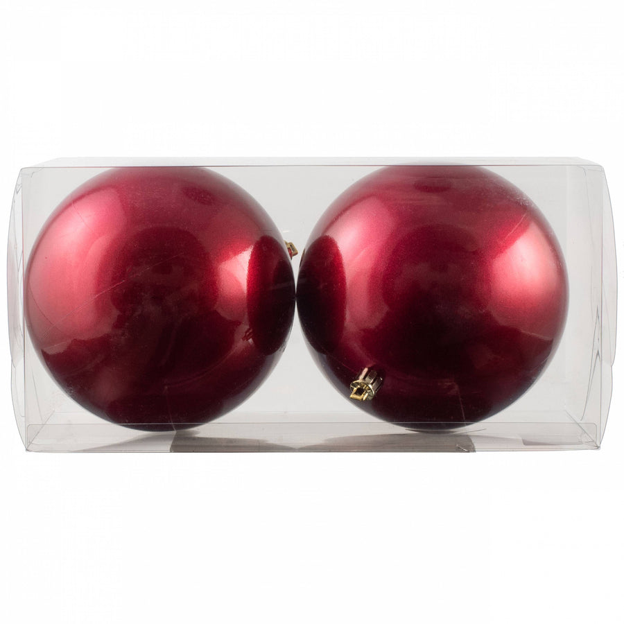 120MM Plastic Ball Ornament: Candy Apple Burgundy (Set of 2)