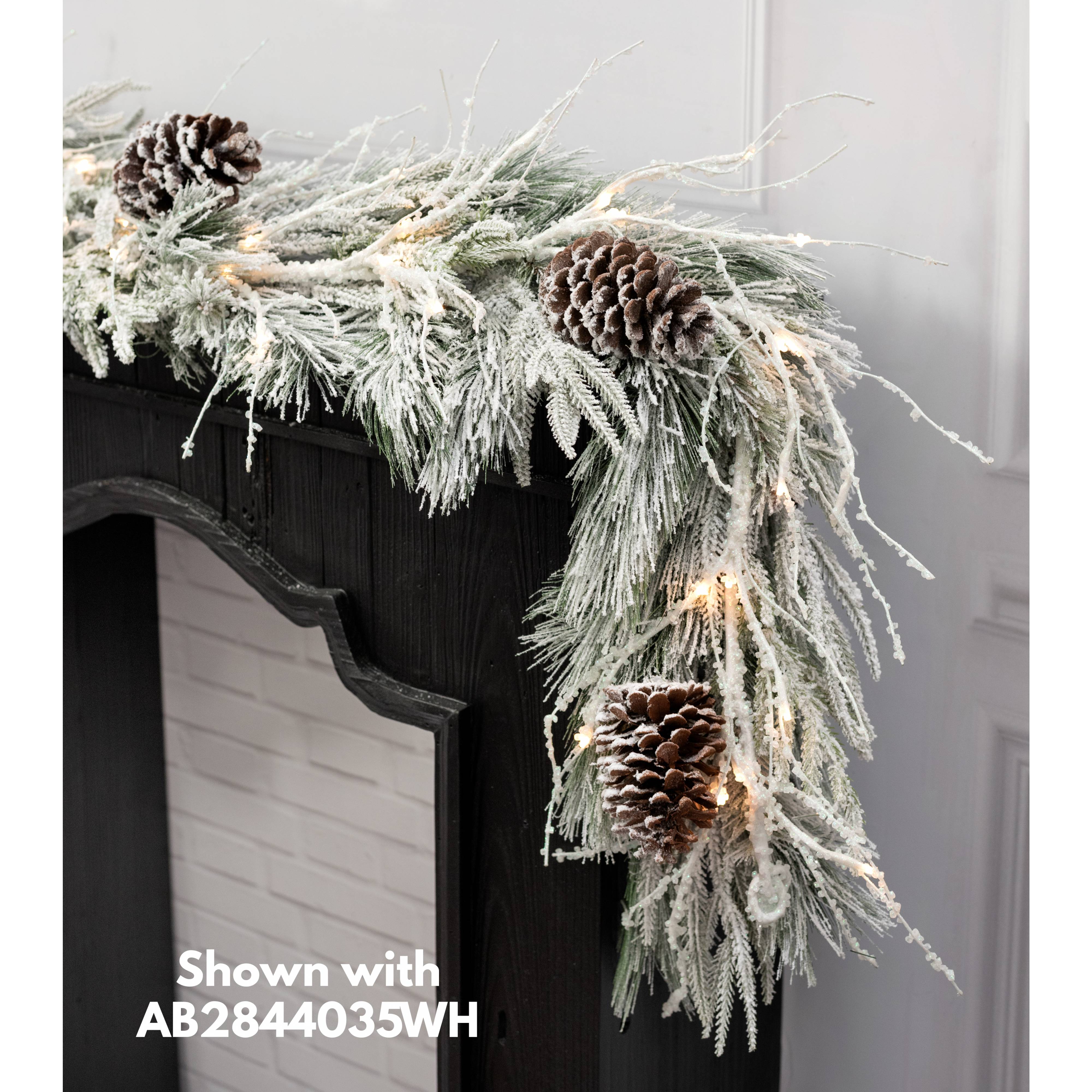 6' Lighted White Iced Branches Garland (48 LEDs)