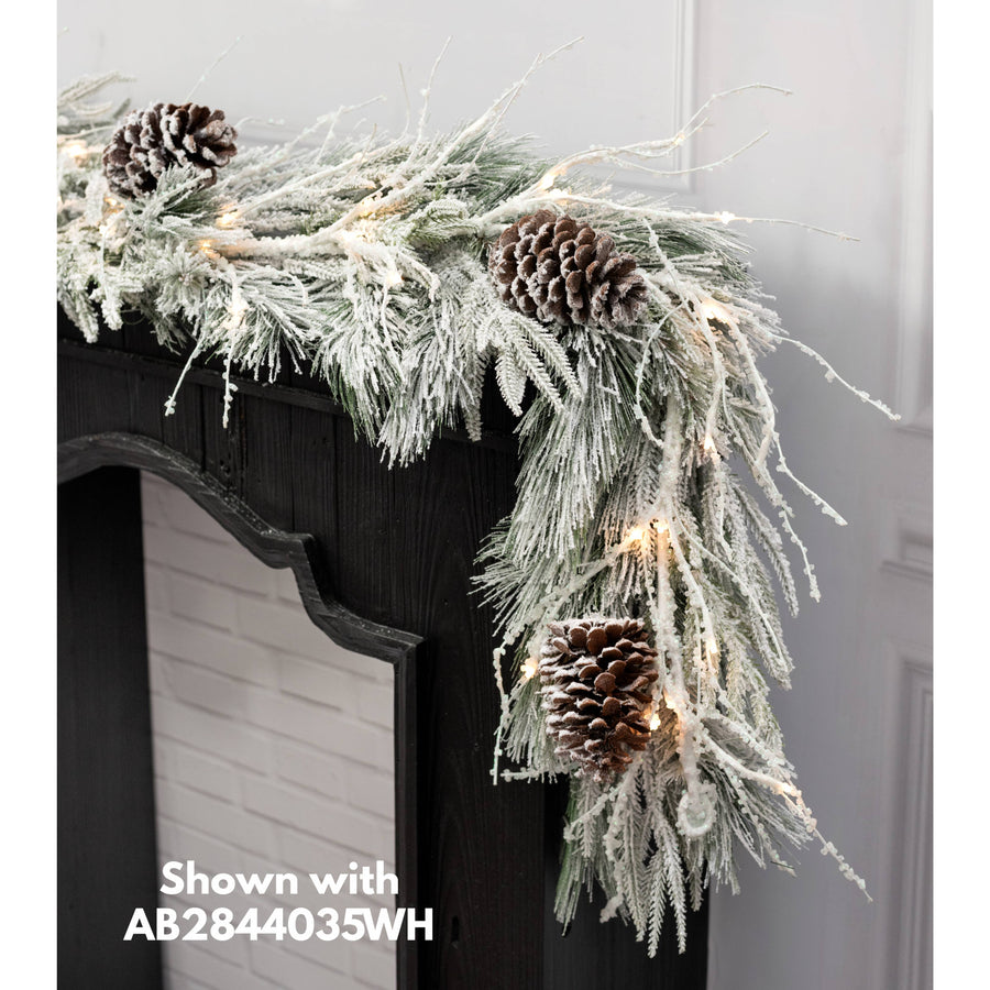 6' Lighted White Iced Branches Garland (48 LEDs)
