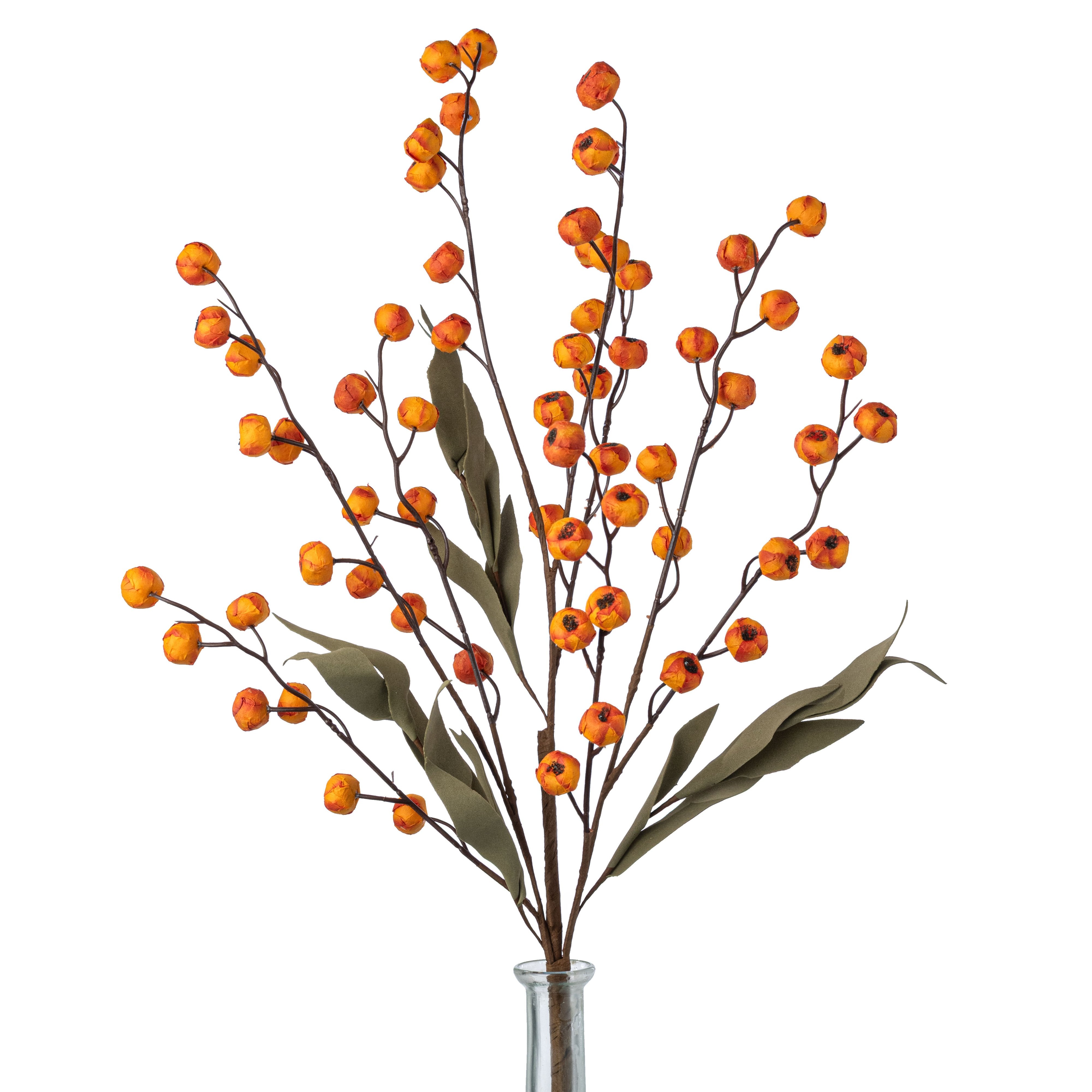 23" Berry & Foam Leaf Bush: Pumpkin Orange Item Number: 65660-OR