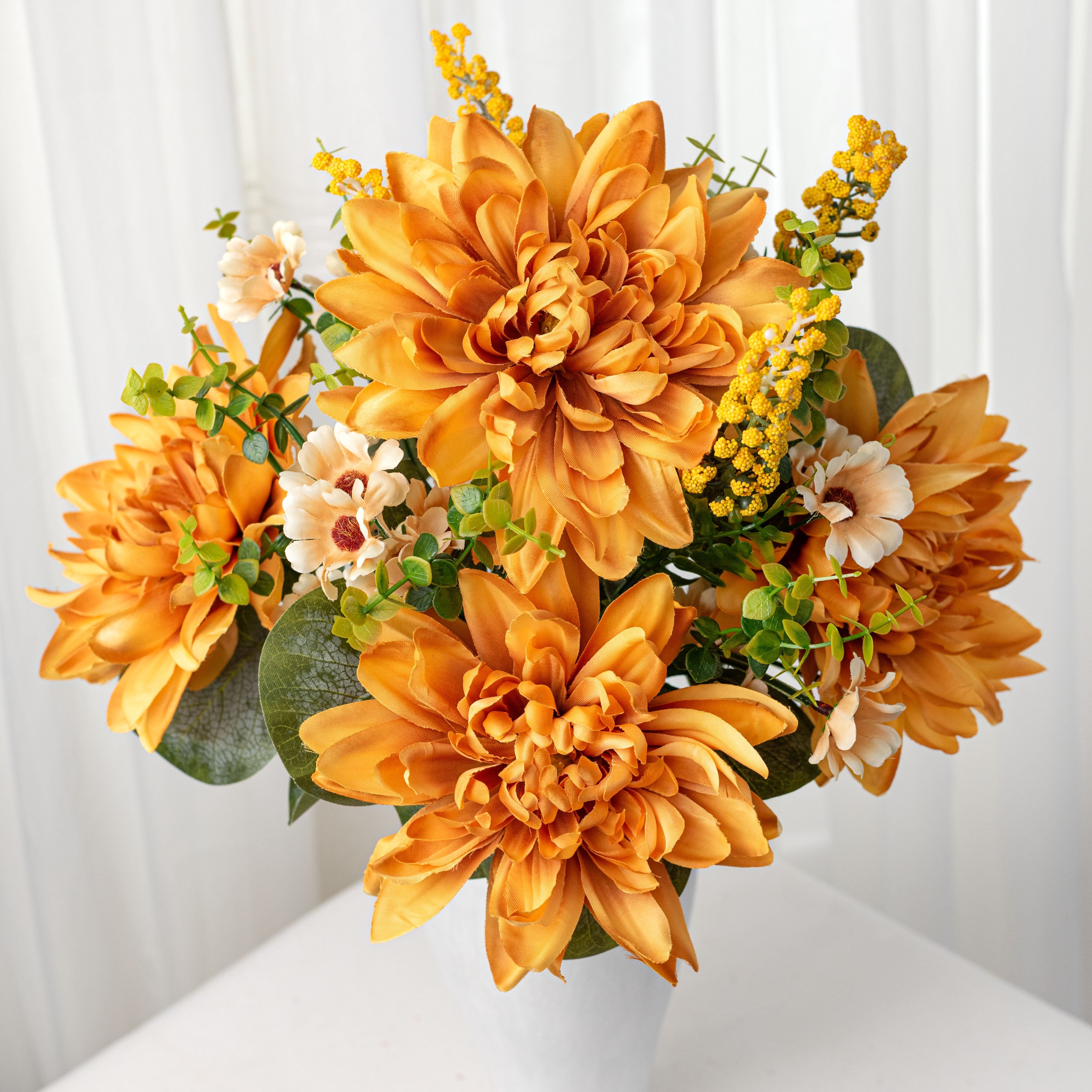 23" Dahlia & Daisy Bush: Yellow (14 Stem) Item Number: 85214-YEL