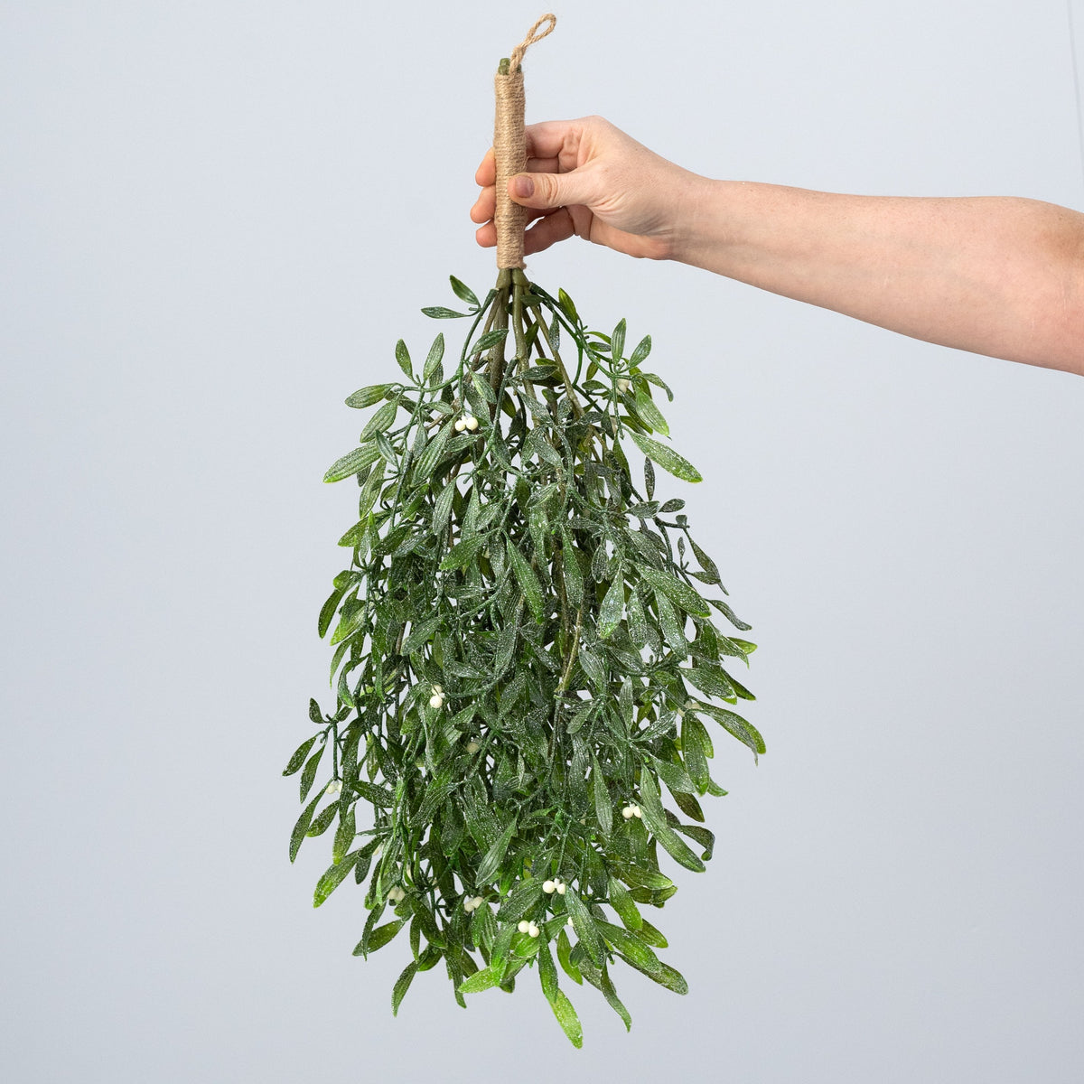 23" Frosted Mistletoe Hanging Bush detail photo 3