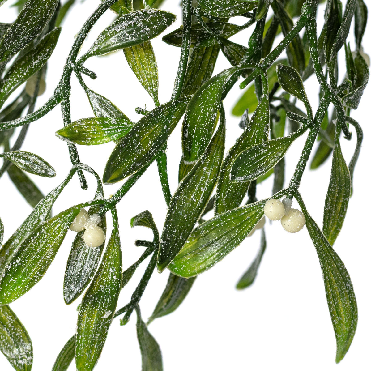 23" Frosted Mistletoe Hanging Bush detail photo 6