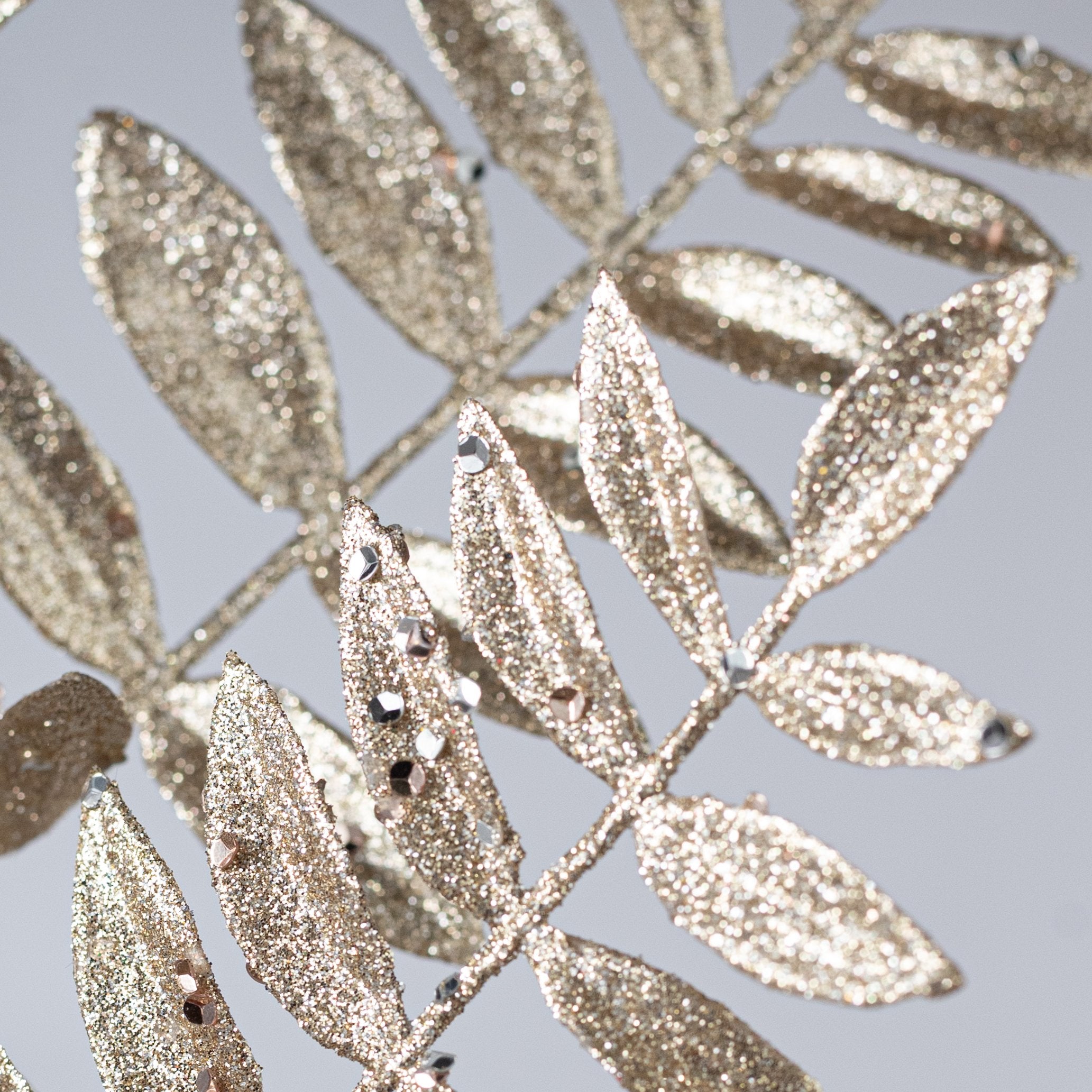 23" Mountain Laurel Leaf Spray: Champagne with Glitter detail photo 4