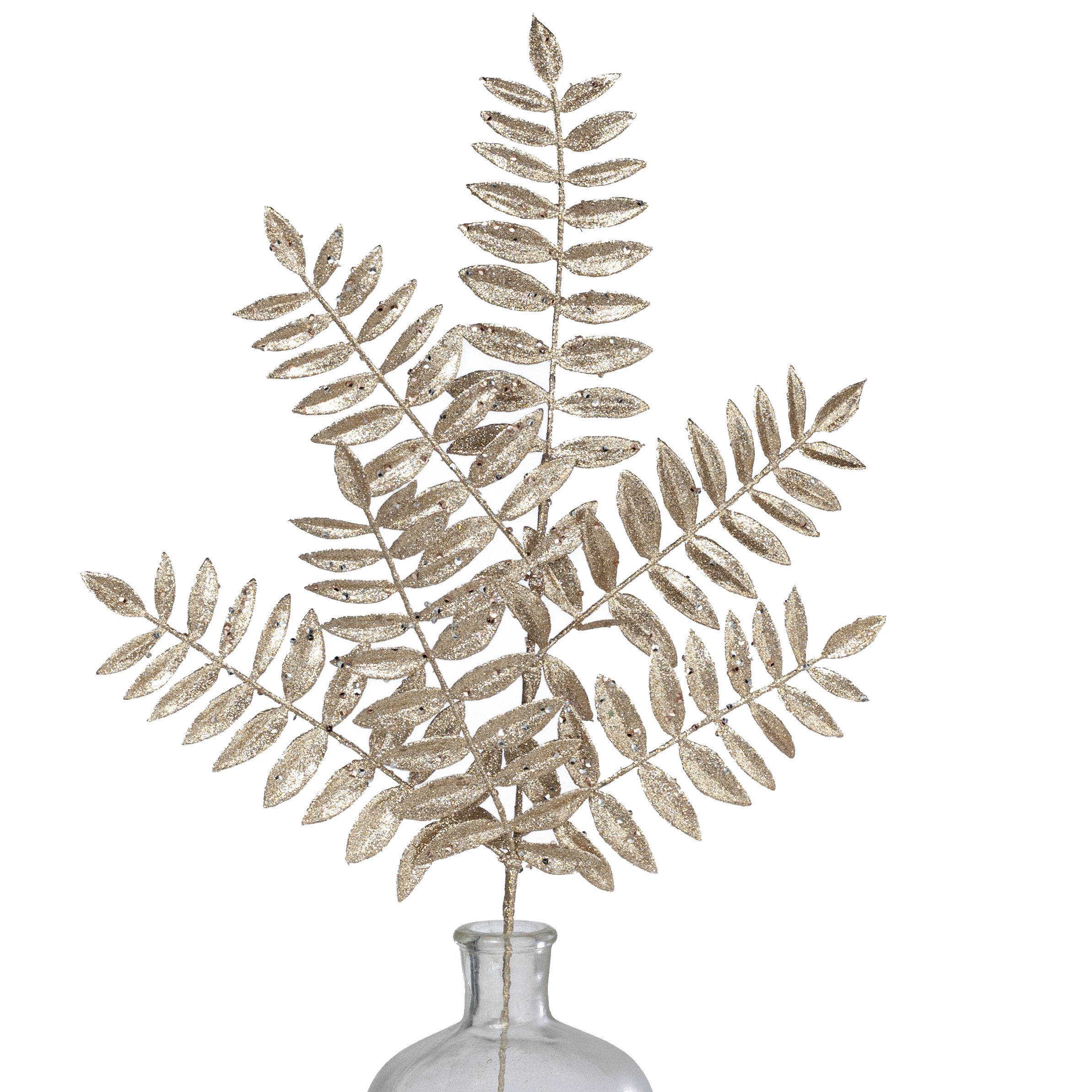 23" Mountain Laurel Leaf Spray: Champagne with Glitter Item Number: XS217449