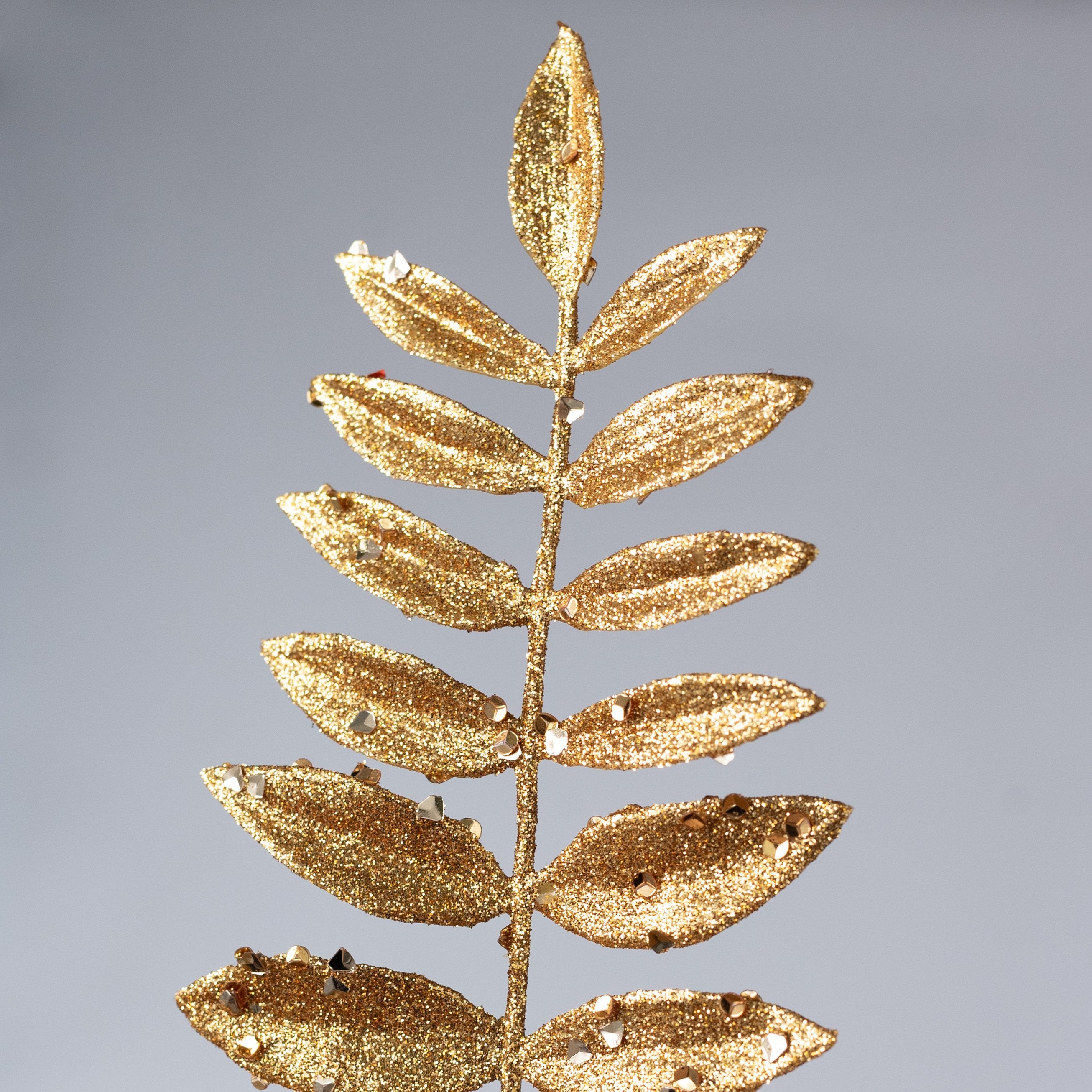 23" Mountain Laurel Leaf Spray: Gold with Glitter detail photo 5