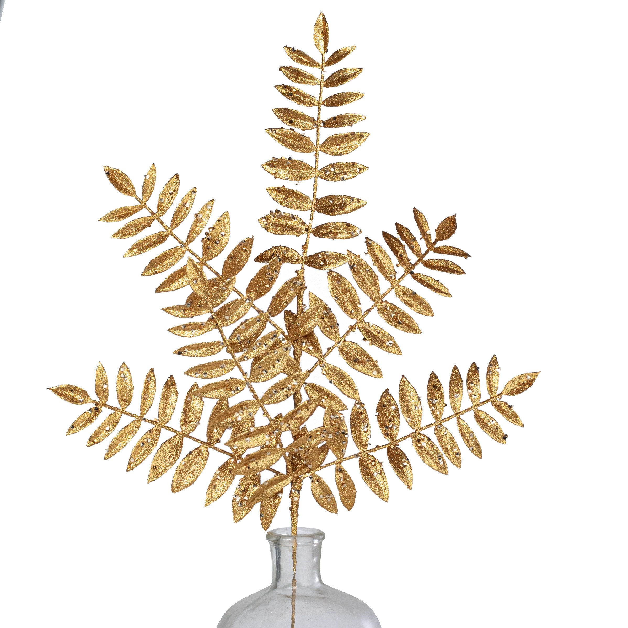 23" Mountain Laurel Leaf Spray: Gold with Glitter Item Number: XS217408