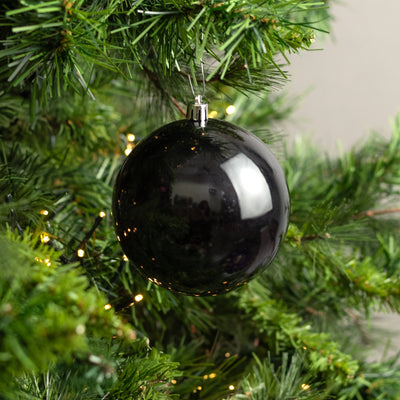 100MM Plastic Ball Ornament: Candy Apple Black (Set of 4)