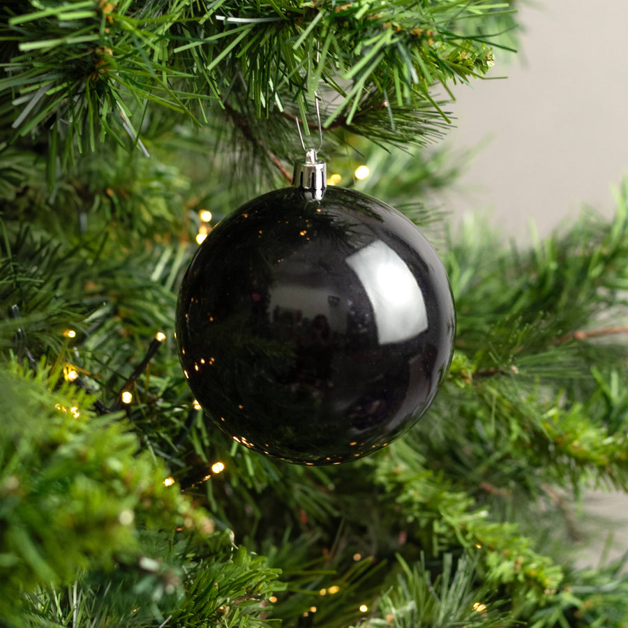 100MM Plastic Ball Ornament: Candy Apple Black (Set of 4)
