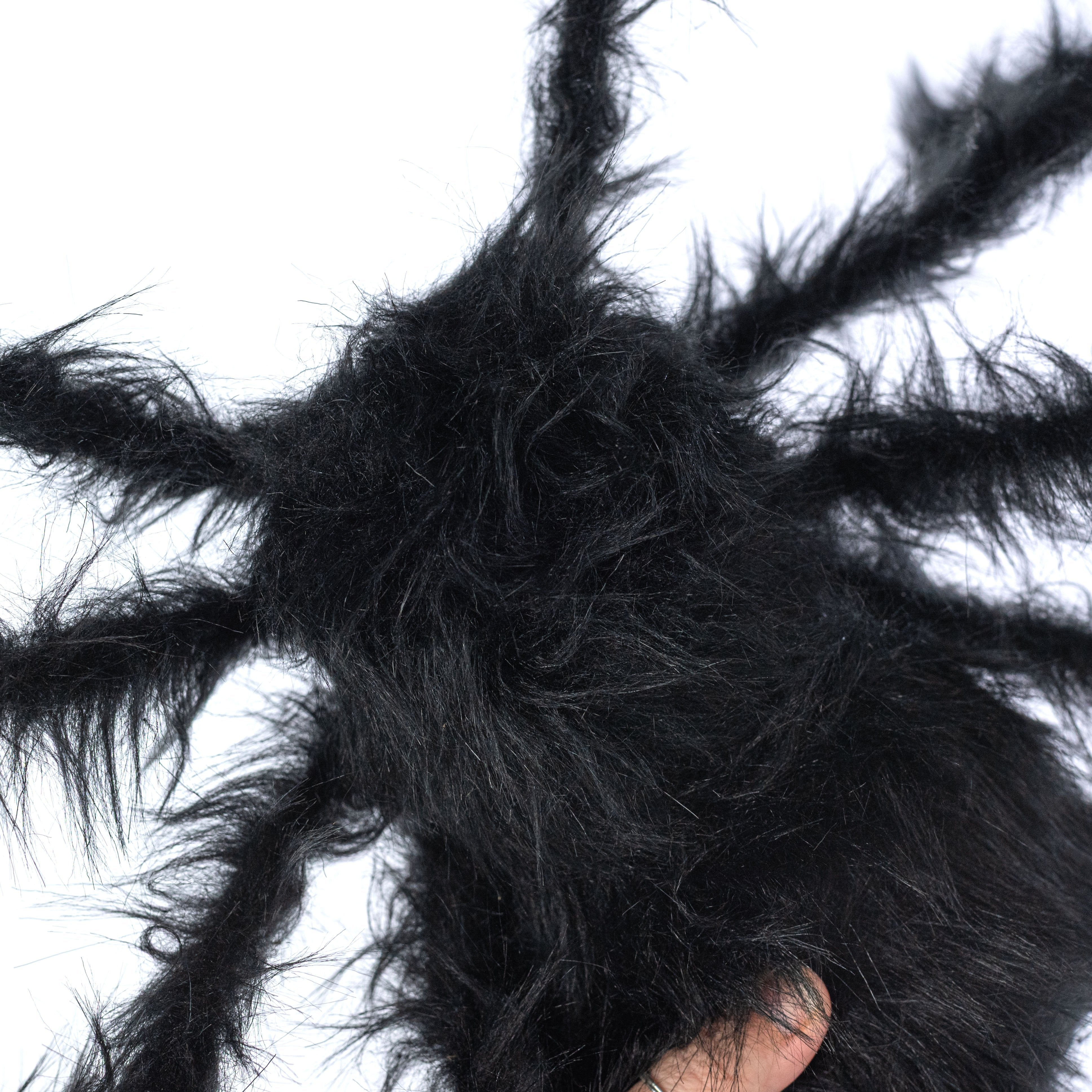 24" Faux Fur Spider Decoration: Black detail photo 3