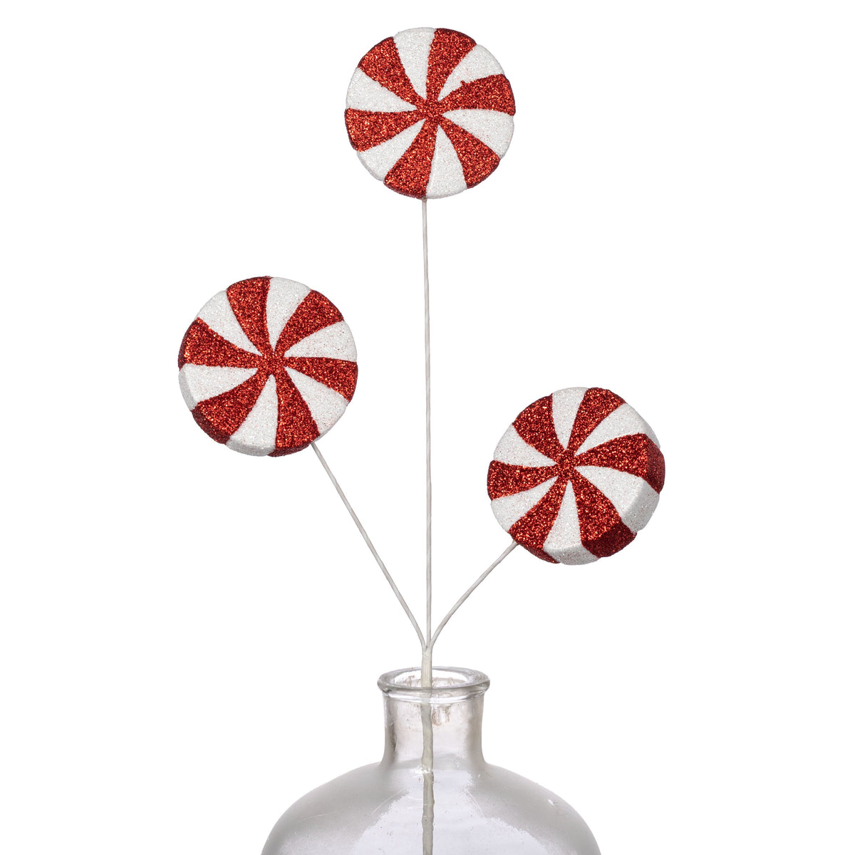 24" Glittered Oversized Peppermint Spray: Red & White Item Number: 86913RDWT