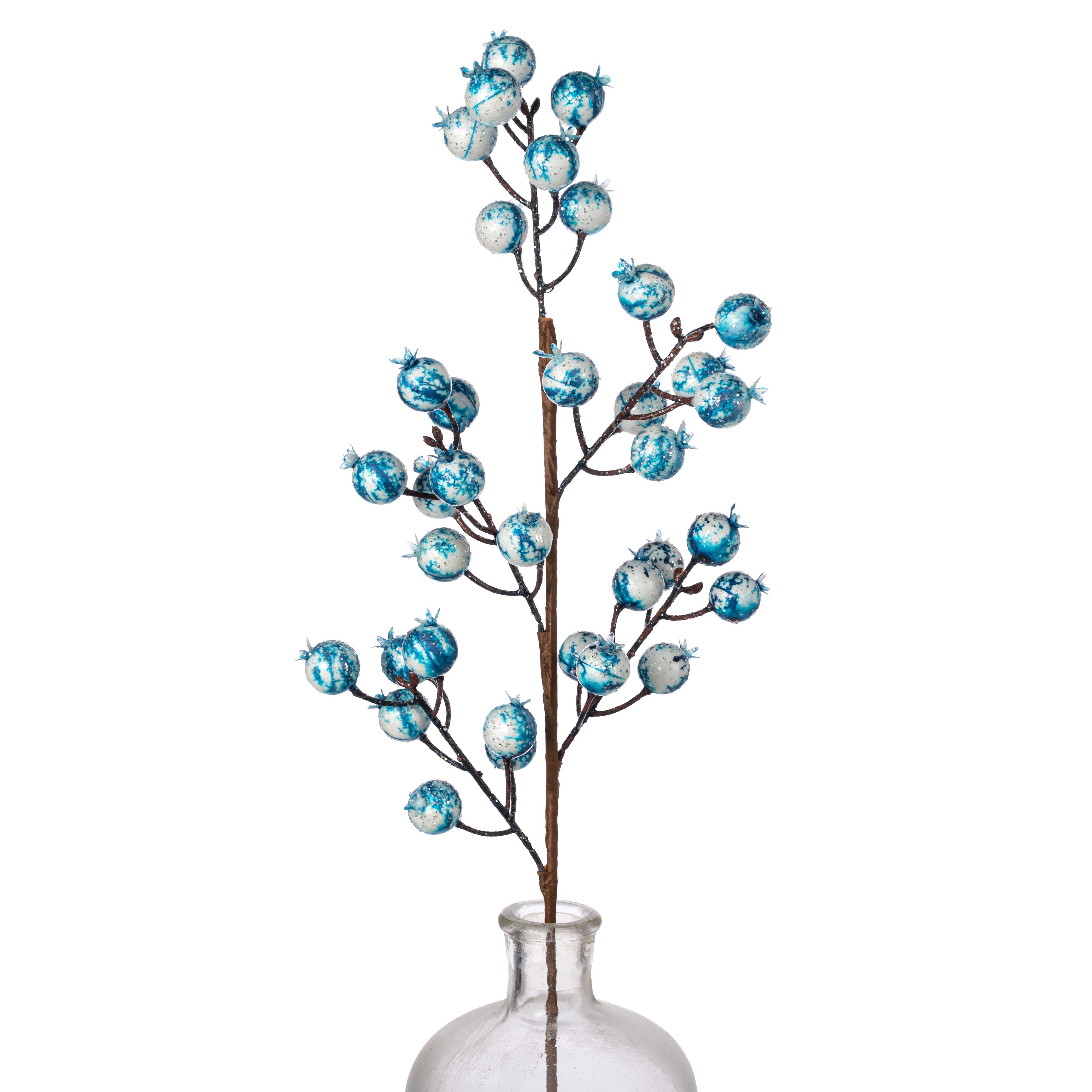 24" Marbled Oversized Berry Spray: Blue & White Item Number: 256129