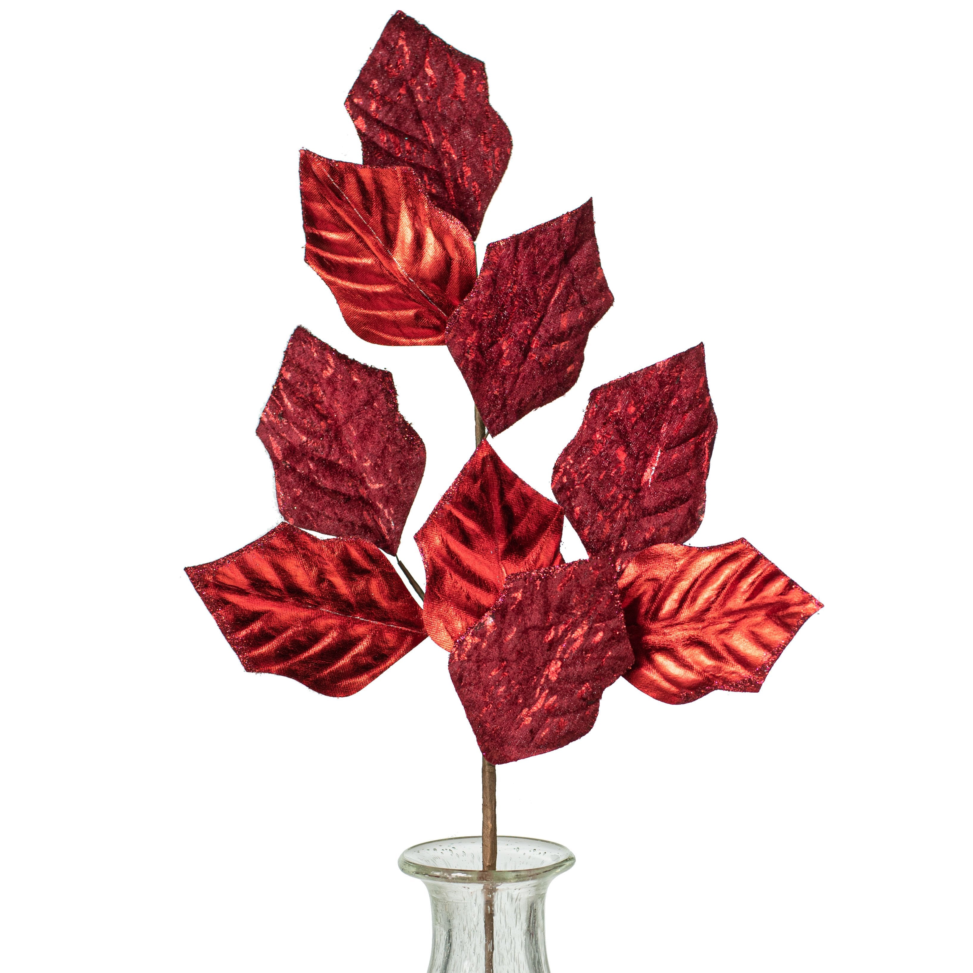 24" Metallic Holly Leaf Spray: Red Item Number: 280787