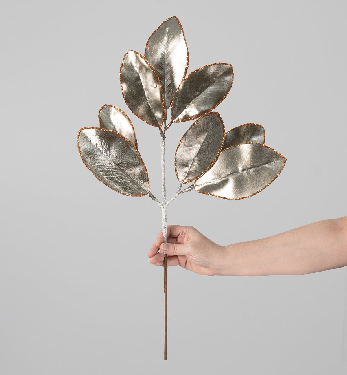 24" Metallic Magnolia Leaves Spray: Champagne & Copper detail photo 3