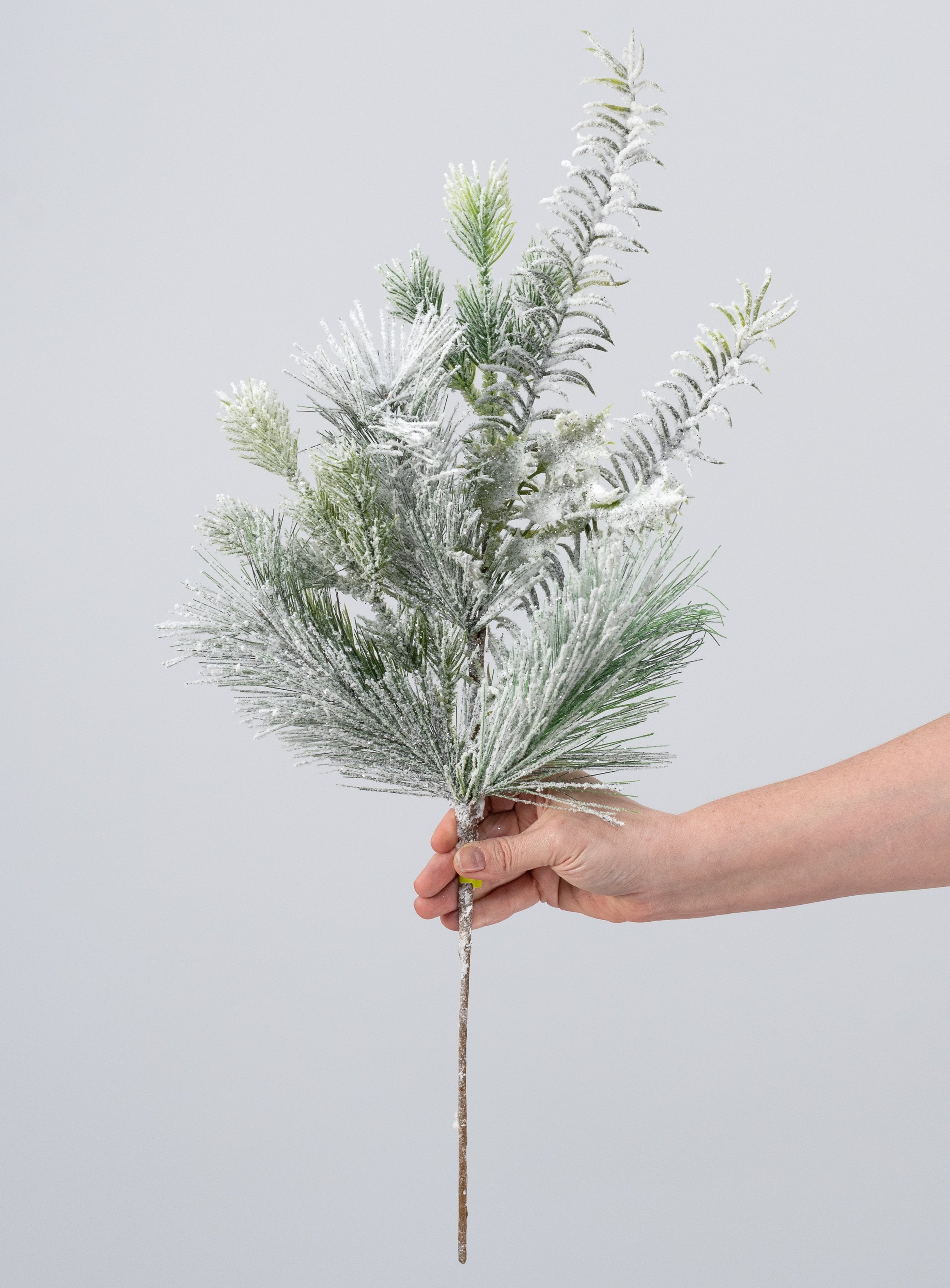 24" Mixed Flocked Pine Spray detail photo 3