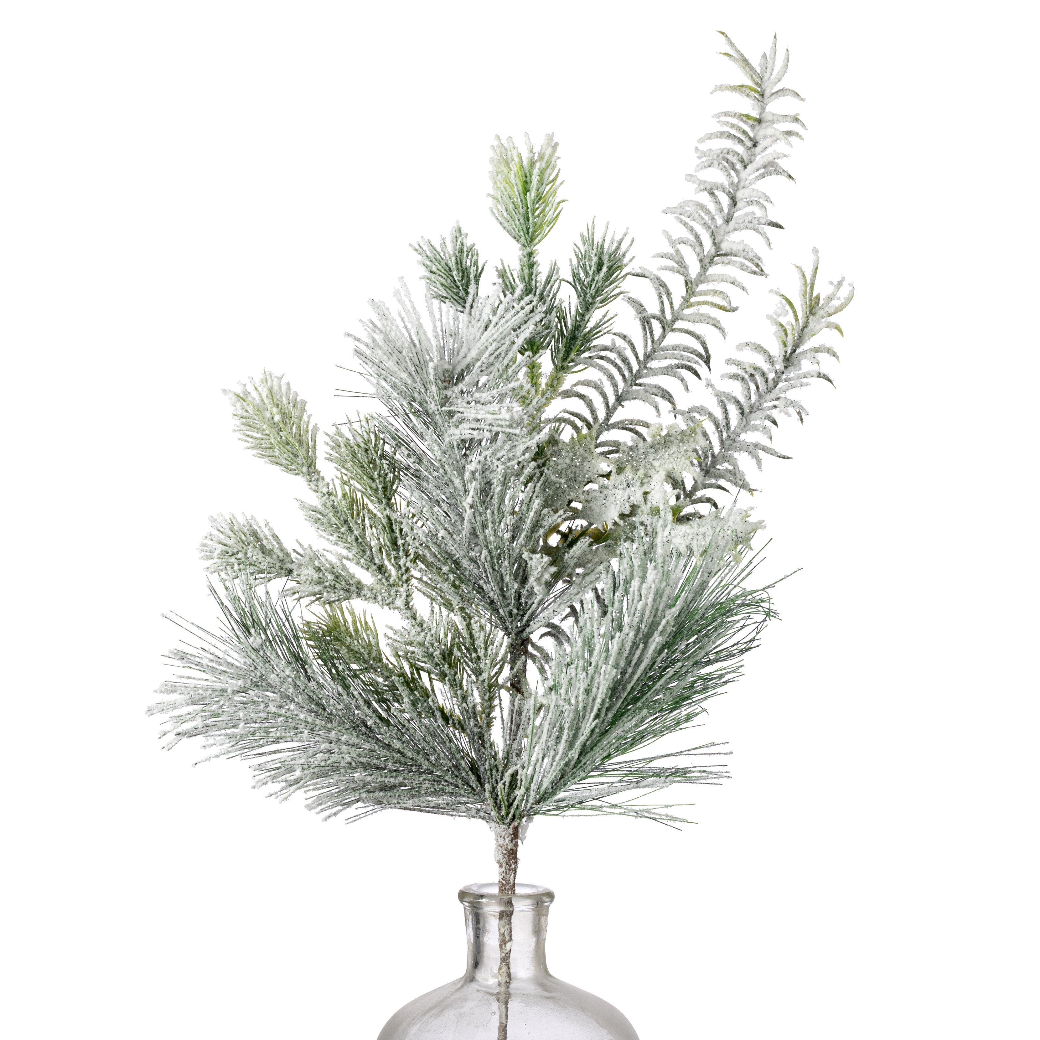 24" Mixed Flocked Pine Spray Item Number: 86560SNOW