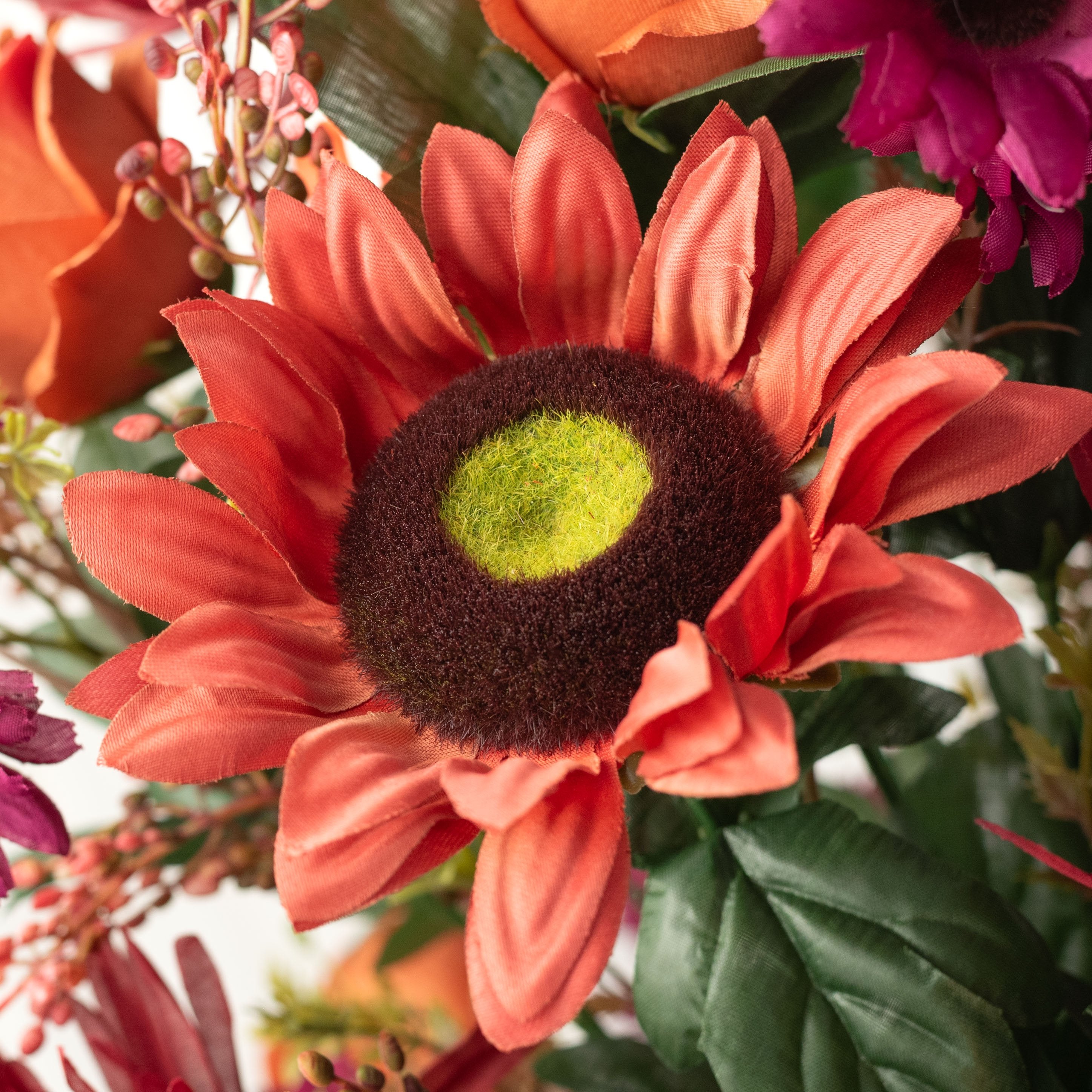 24" Mixed Spider Mum, Sunflower & Rose Bush: Burgundy & Rust (28 Stem) detail photo 4