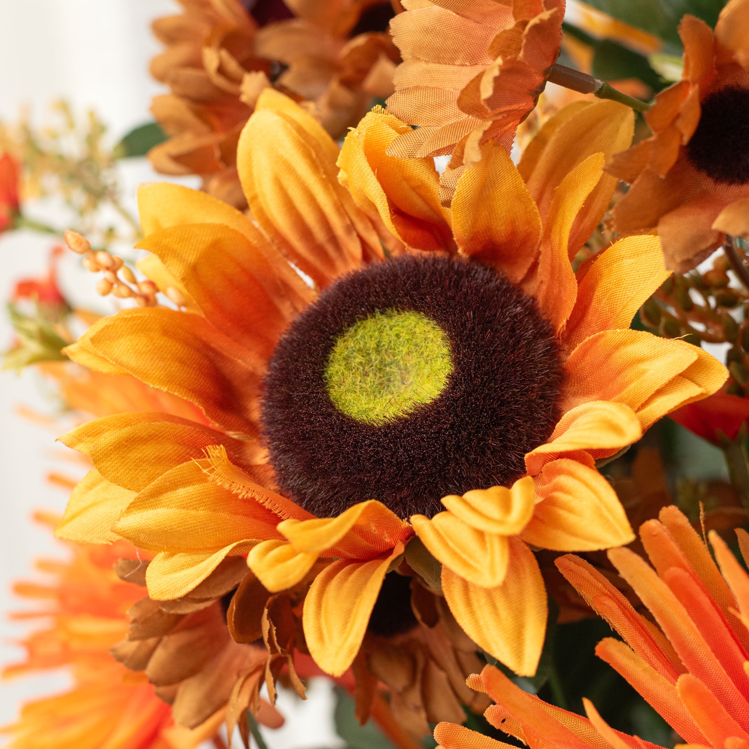 24" Mixed Spider Mum, Sunflower & Rose Bush: Orange & Burgundy (28 Stem) detail photo 4