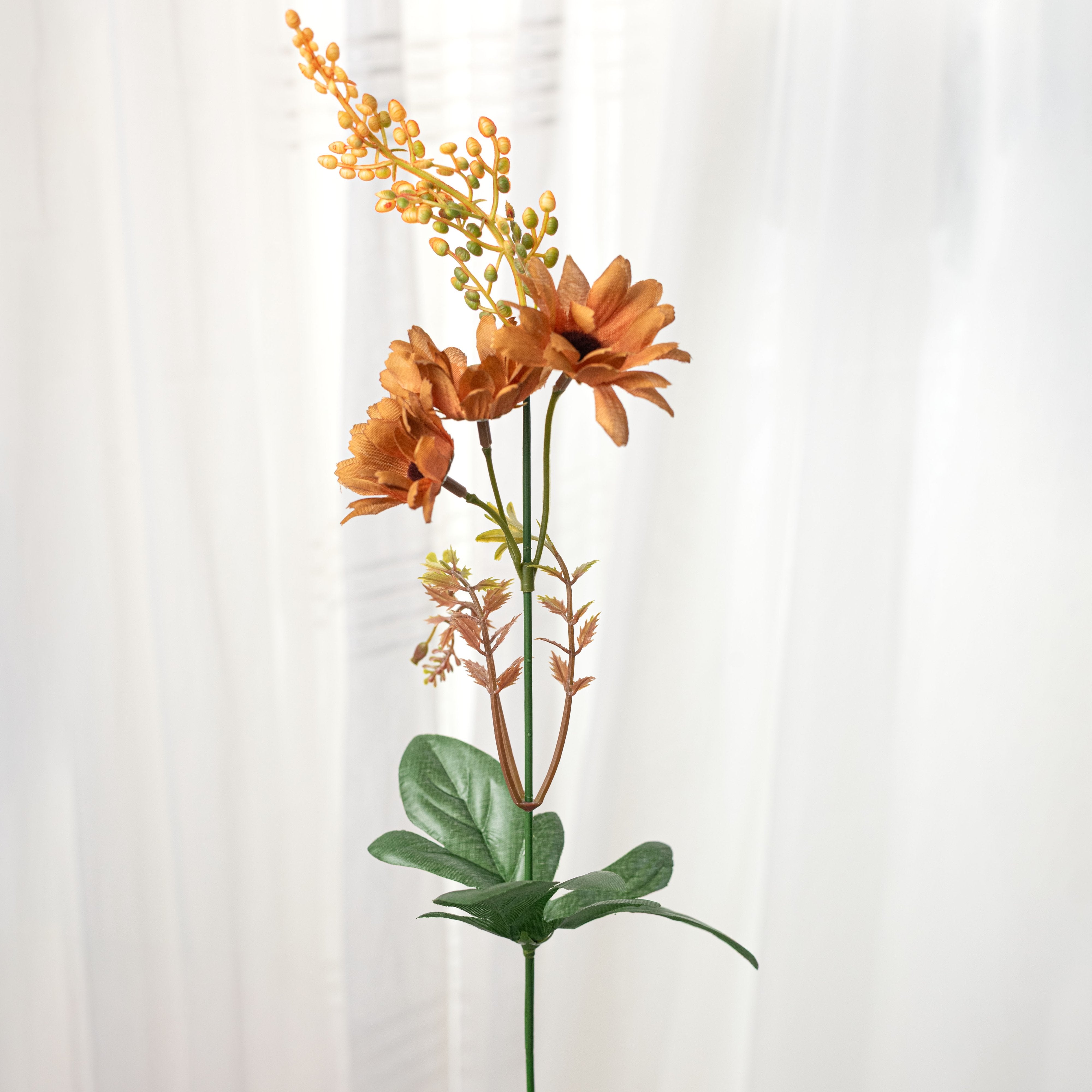 24" Mixed Spider Mum, Sunflower & Rose Bush: Orange & Burgundy (28 Stem) detail photo 5
