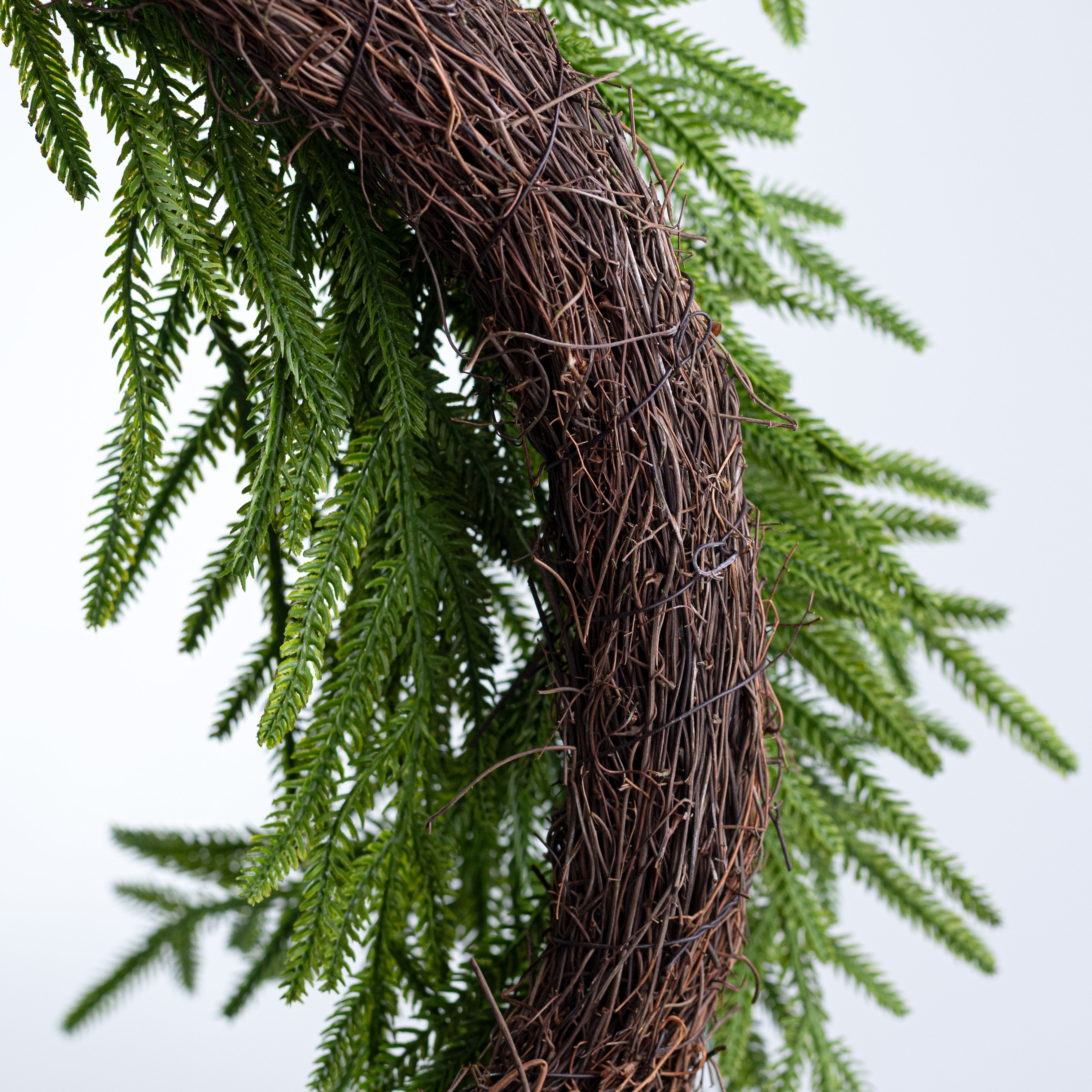 24" Soft Touch Norfolk Pine Teardrop Wreath detail photo 4