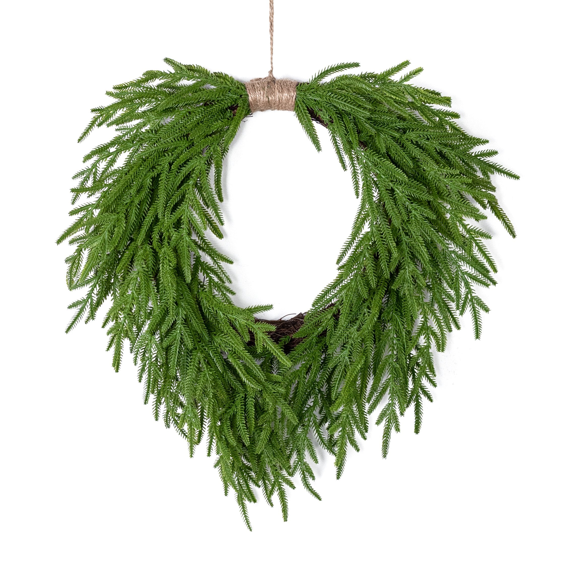 24" Soft Touch Norfolk Pine Teardrop Wreath Item Number: 510707