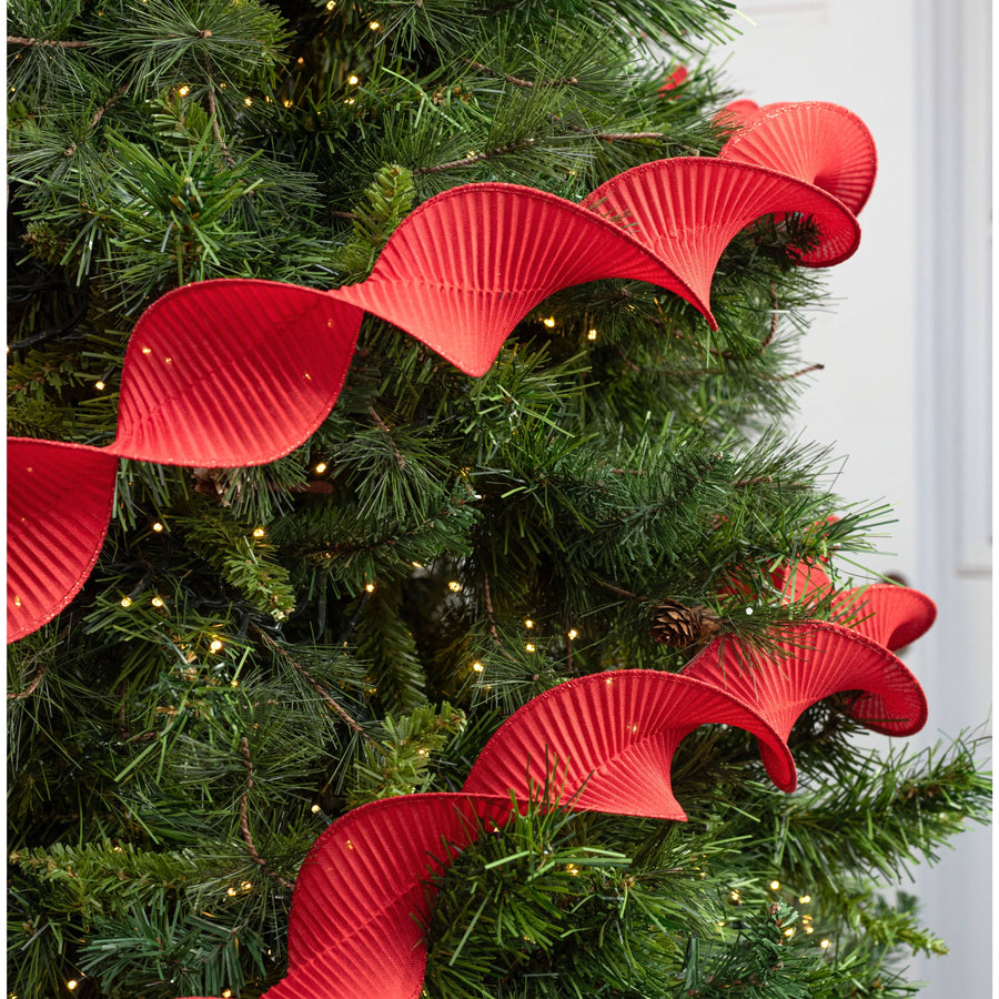 3" Pleated Solid Ribbon: Red (5 Yards)
