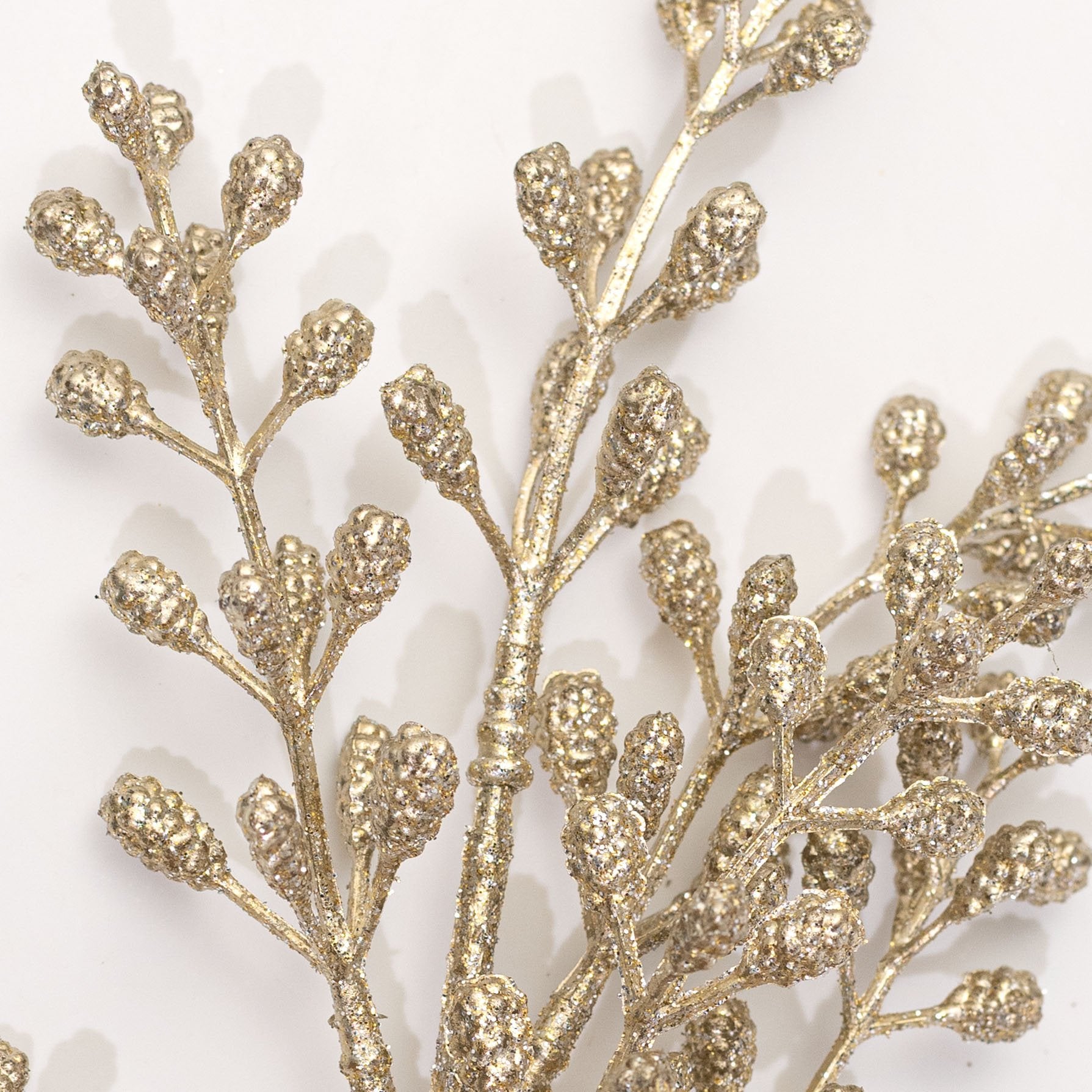 25" Glittered Pinecone Bud Spray: Champagne Gold Lifestyle Photo