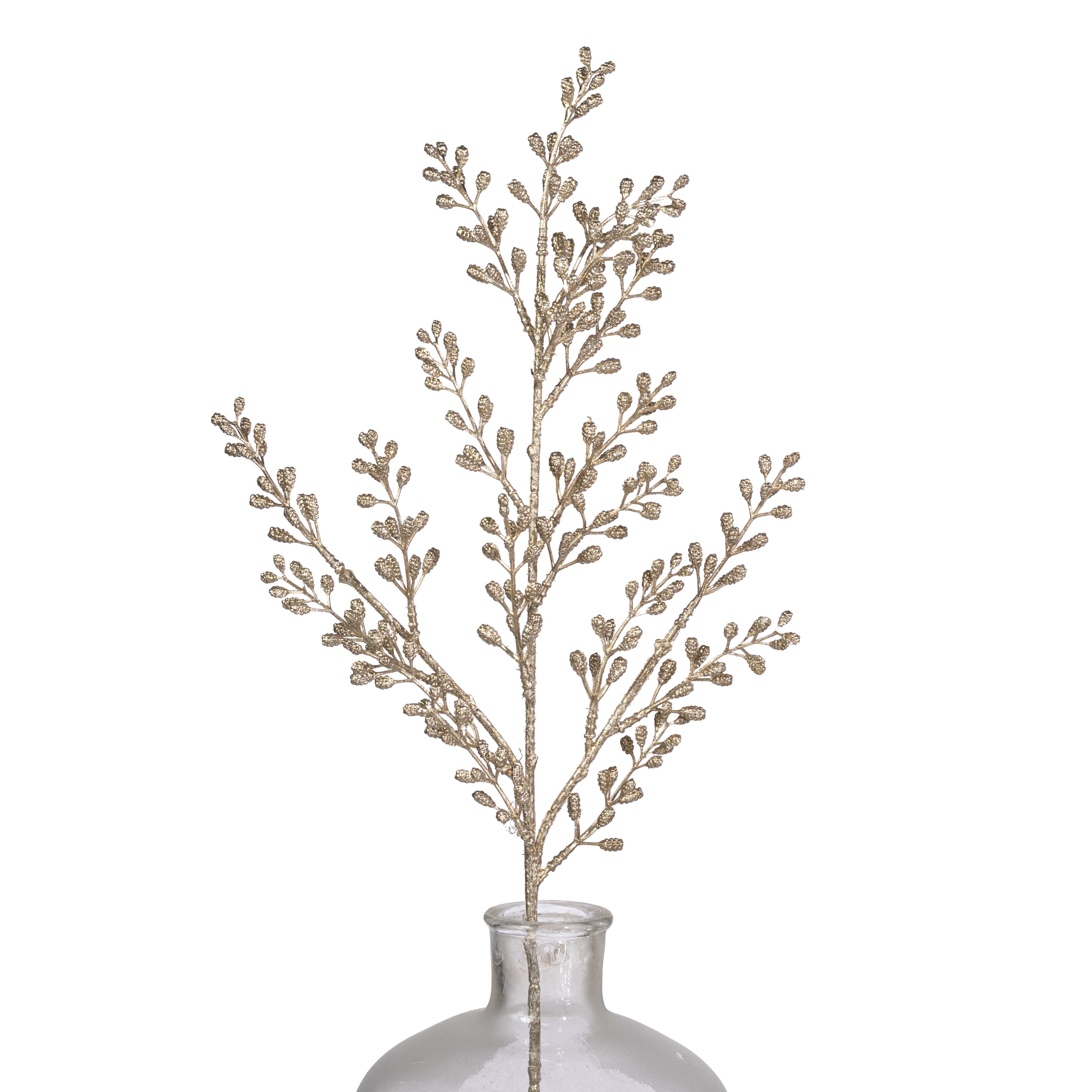 25" Glittered Pinecone Bud Spray: Champagne Gold Item Number: 2826156CH