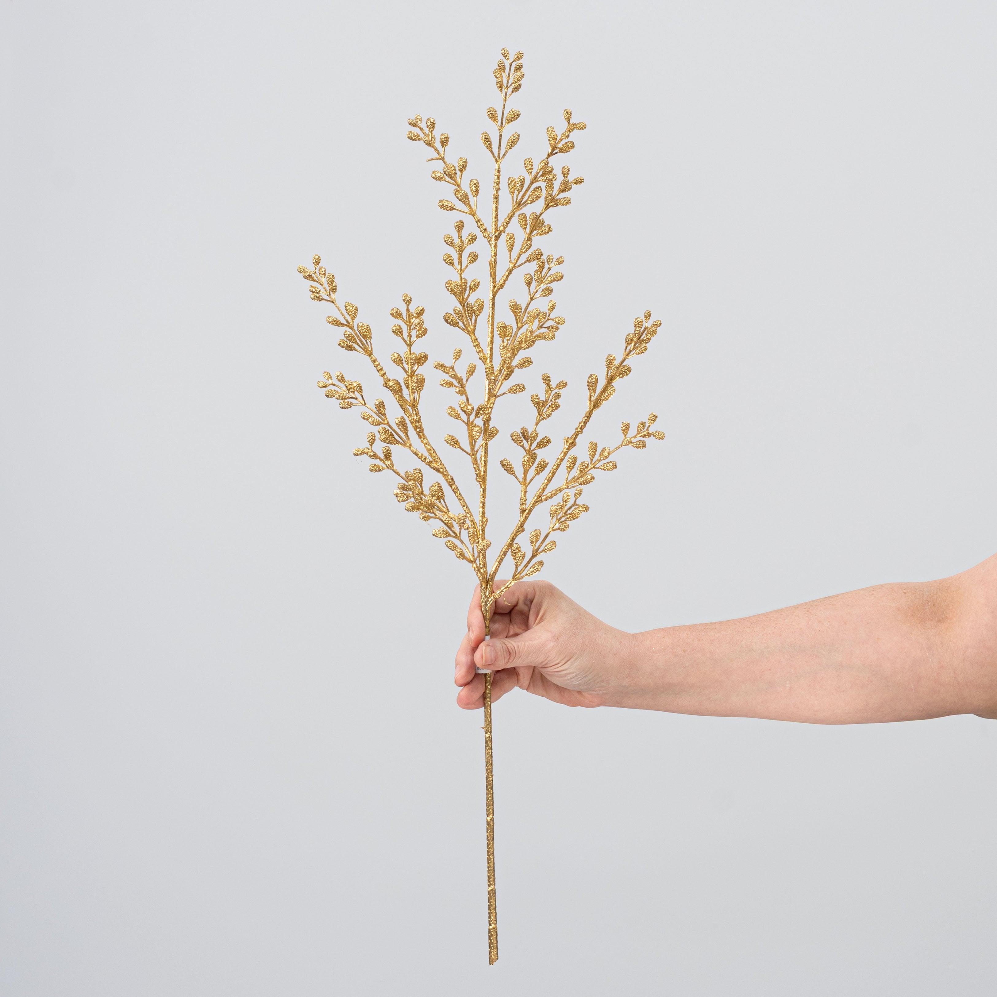 25" Glittered Pinecone Bud Spray: Gold detail photo 3