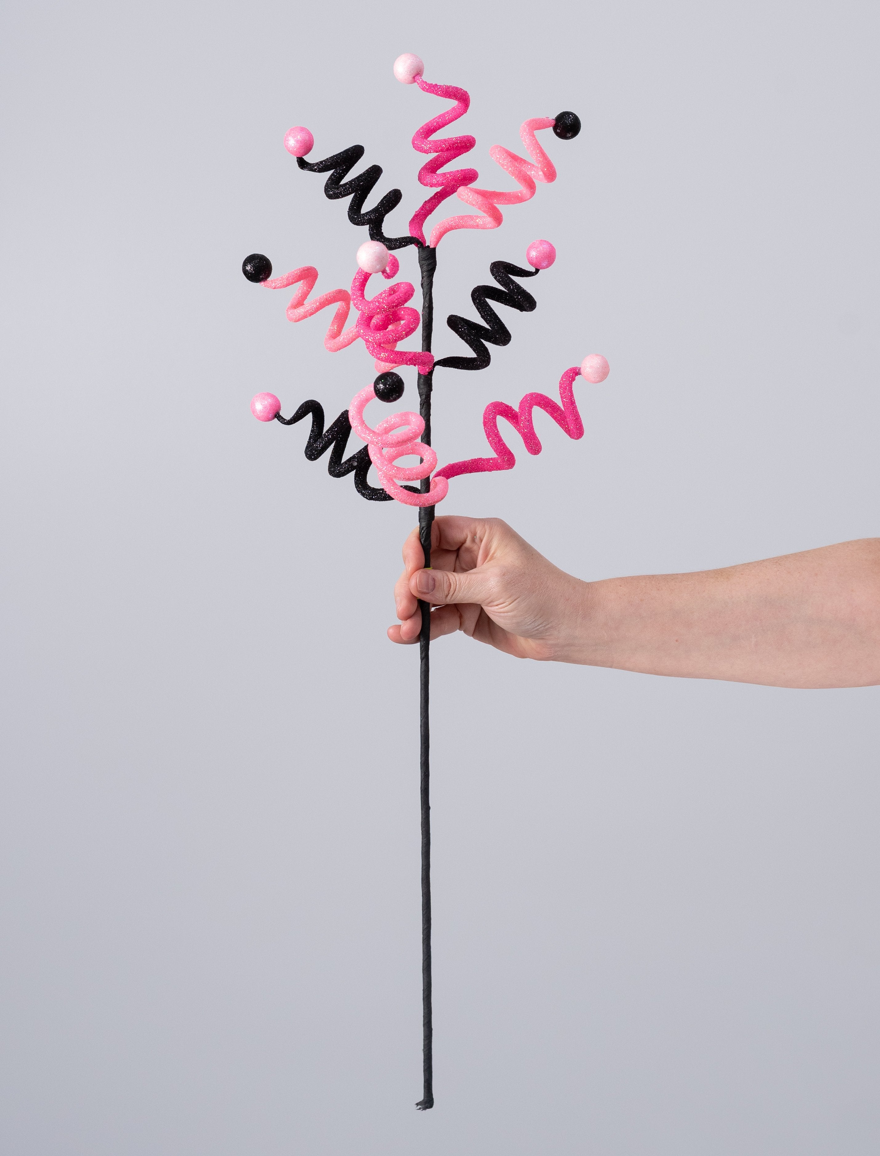 26:" Curly Ball Spray: Pink & Black detail photo 3