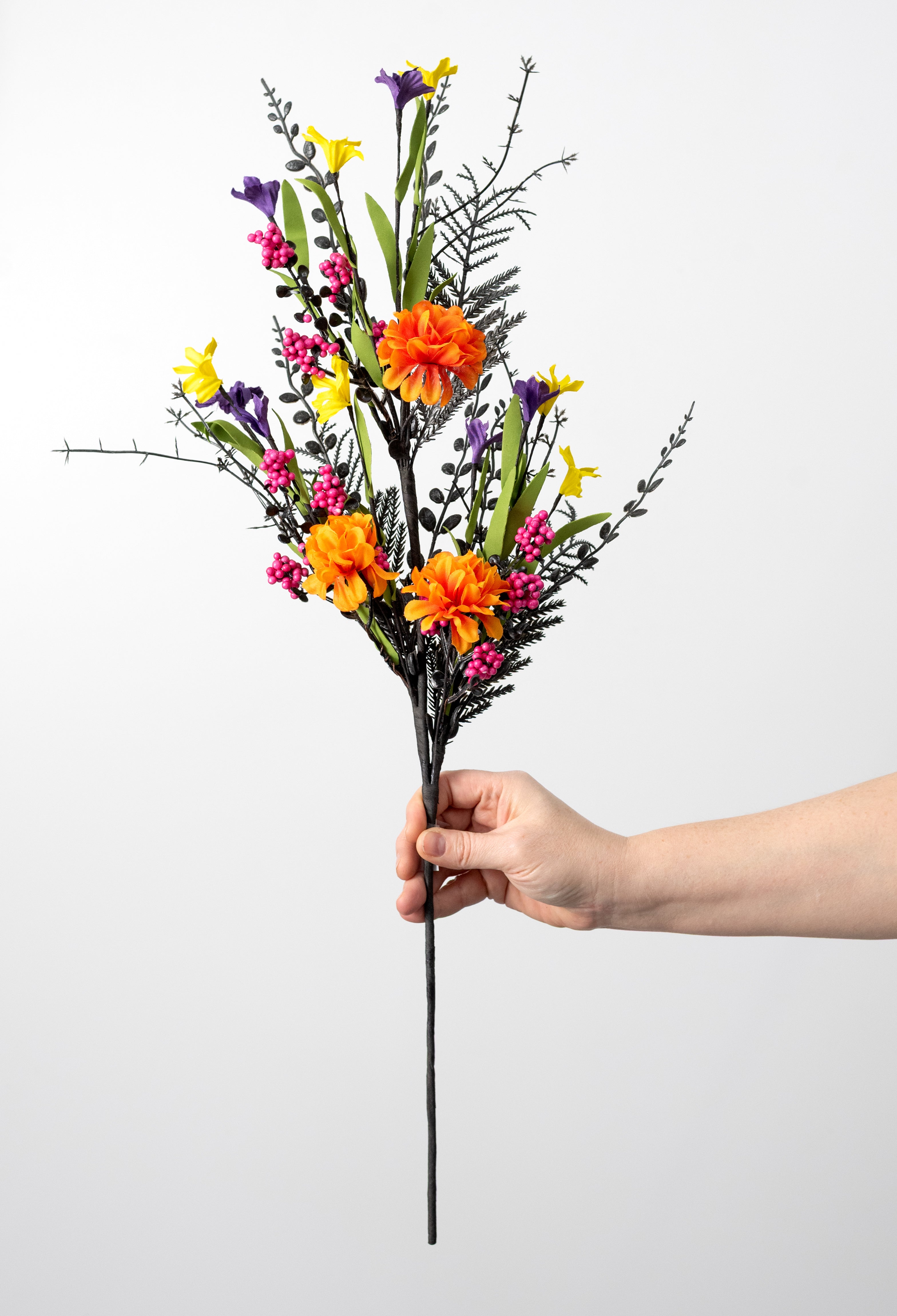 26" Fabric Marigold, Fern & Grass Spray: Fiesta detail photo 3
