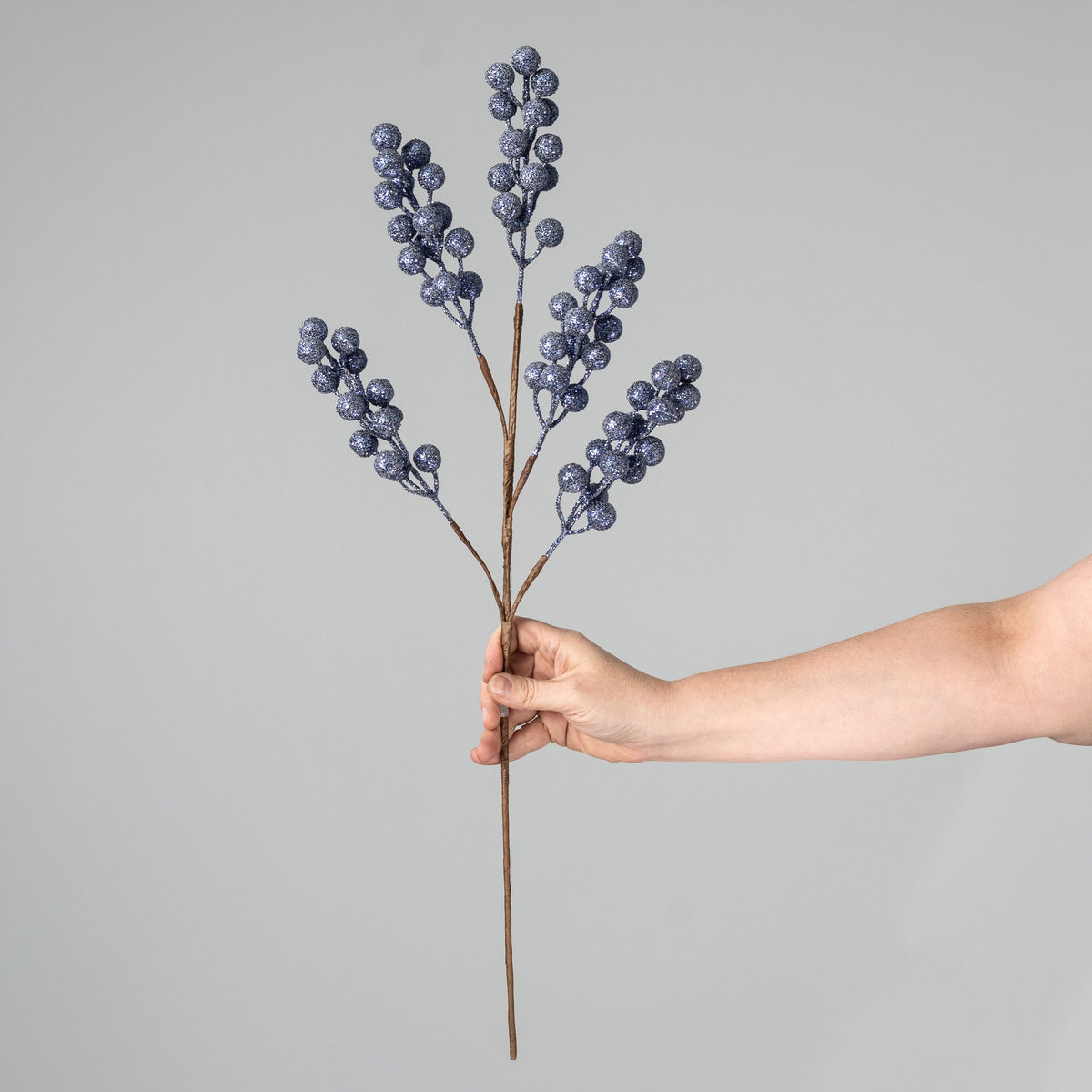 26" Glitter Berry Branches Spray: Navy Blue detail photo 3