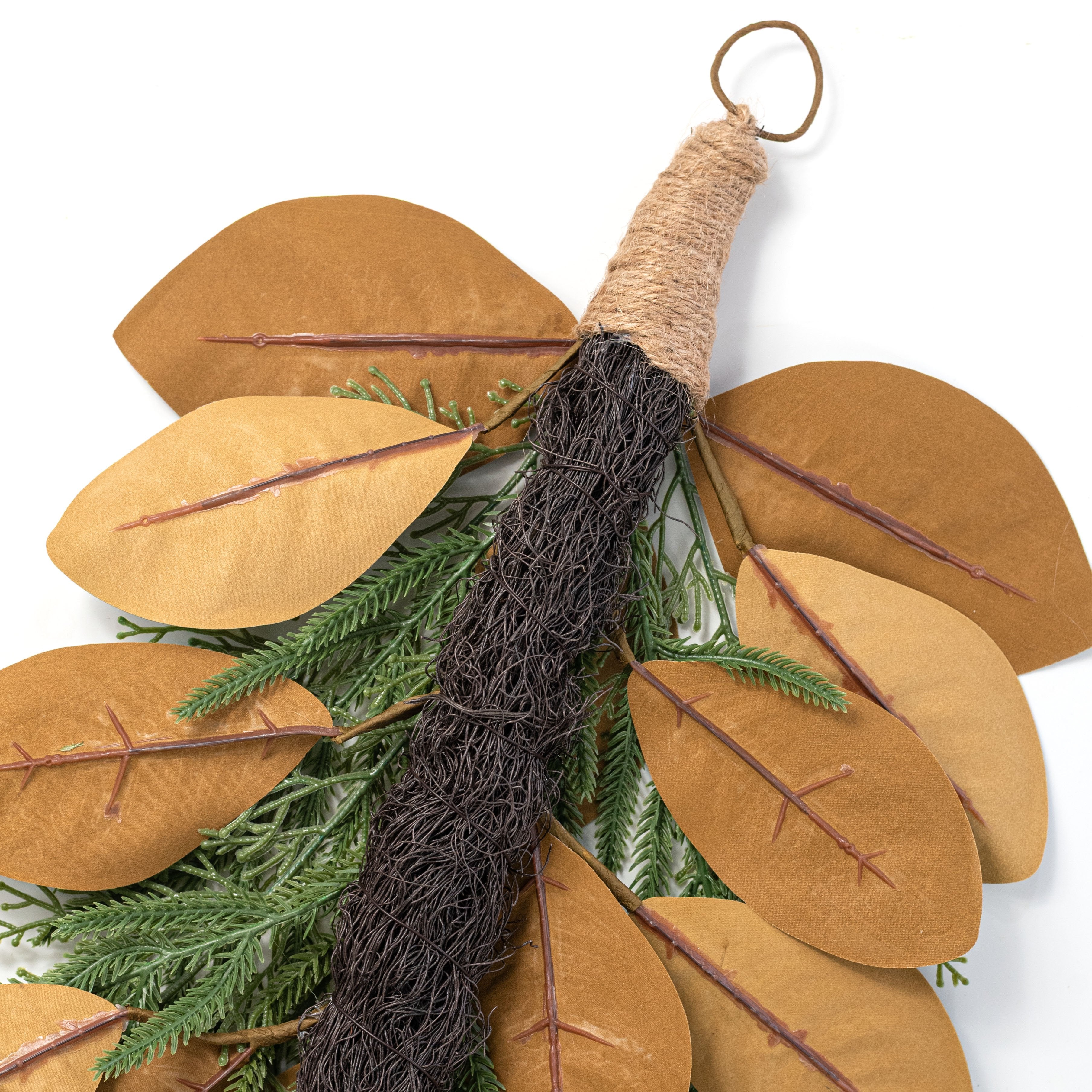 26" Magnolia Leaves with Norfolk & Cedar Pine Teardrop detail photo 5