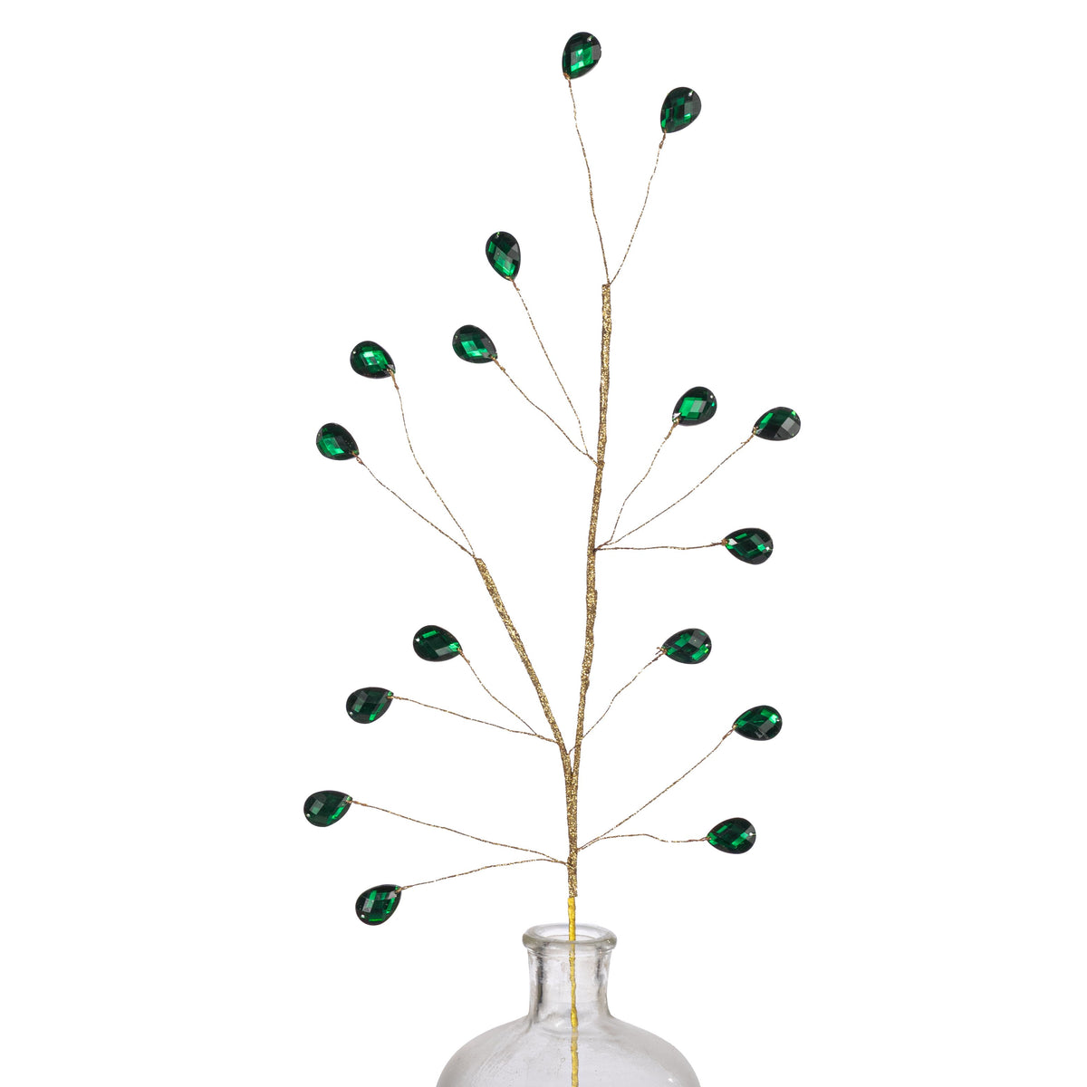 26" Teardrop Gem Jewel Spray: Emerald Green Item Number: 86915GN