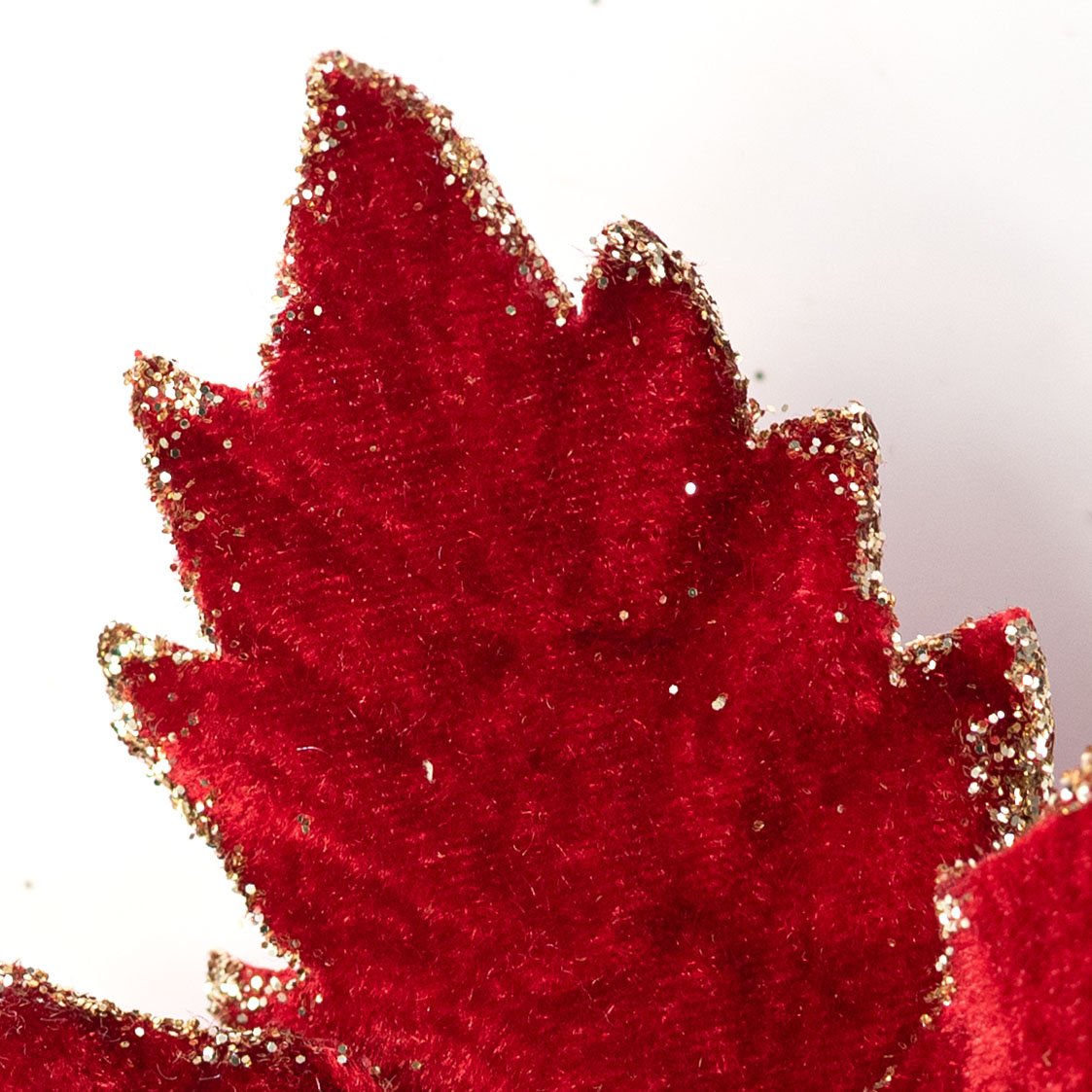 26" Triple Velvet Poinsettia Spray: Deep Red detail photo 4