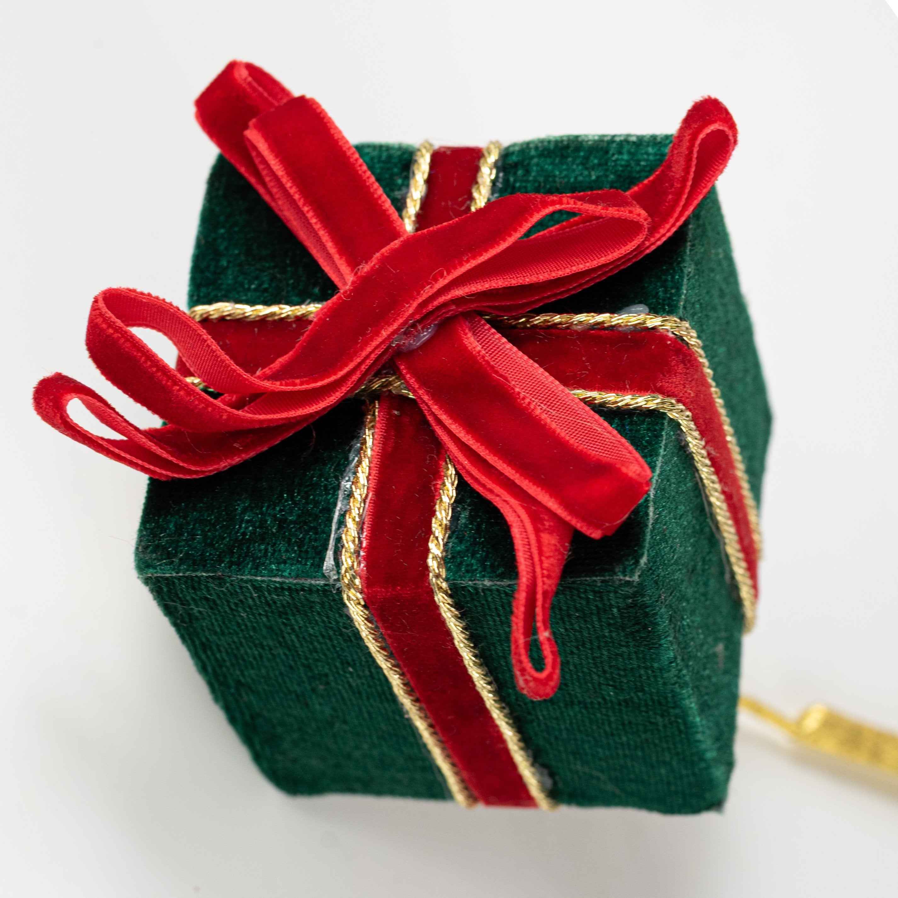 26" Velvet Gift Box Spray: Red & Green Lifestyle Photo