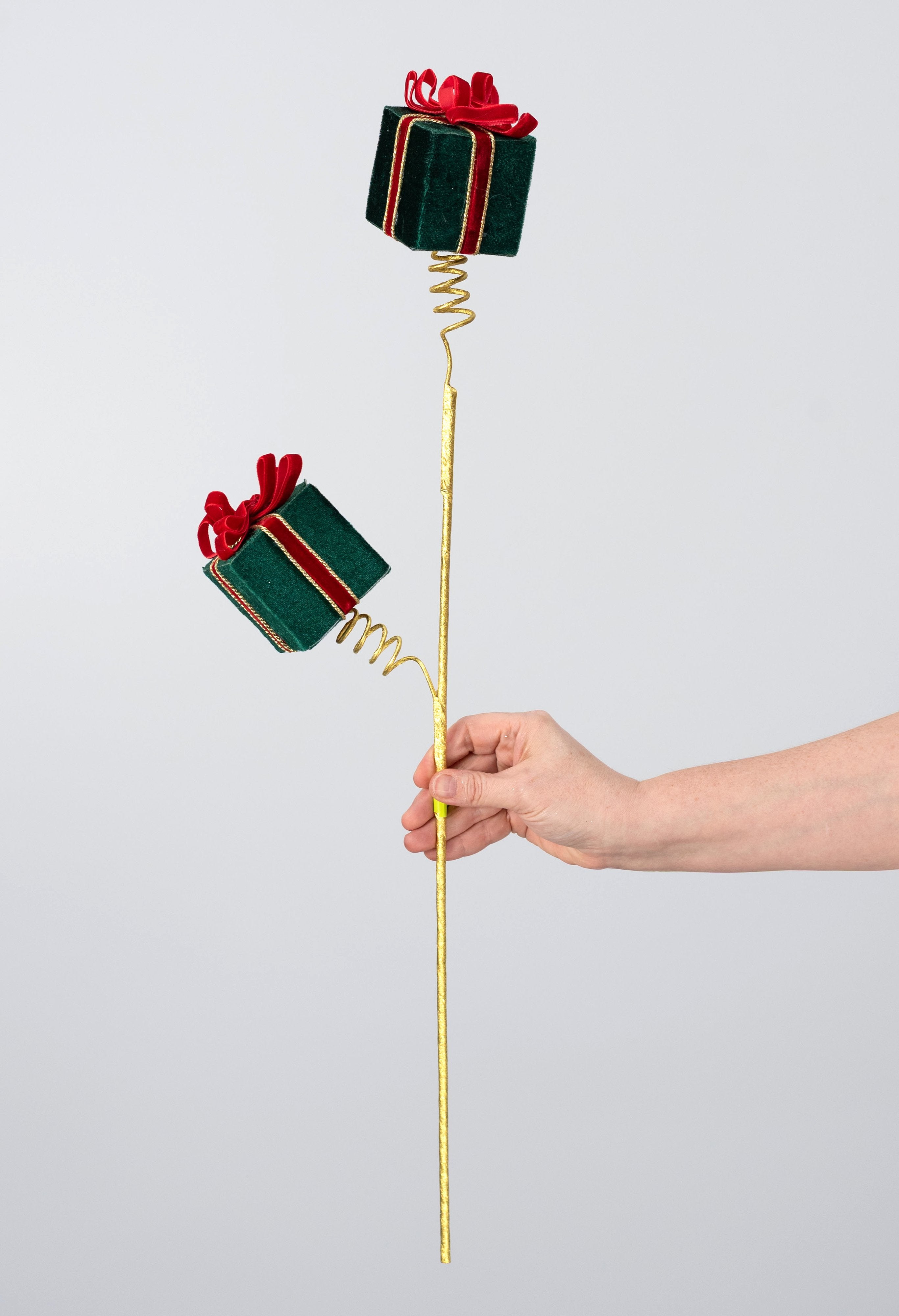 26" Velvet Gift Box Spray: Red & Green detail photo 3