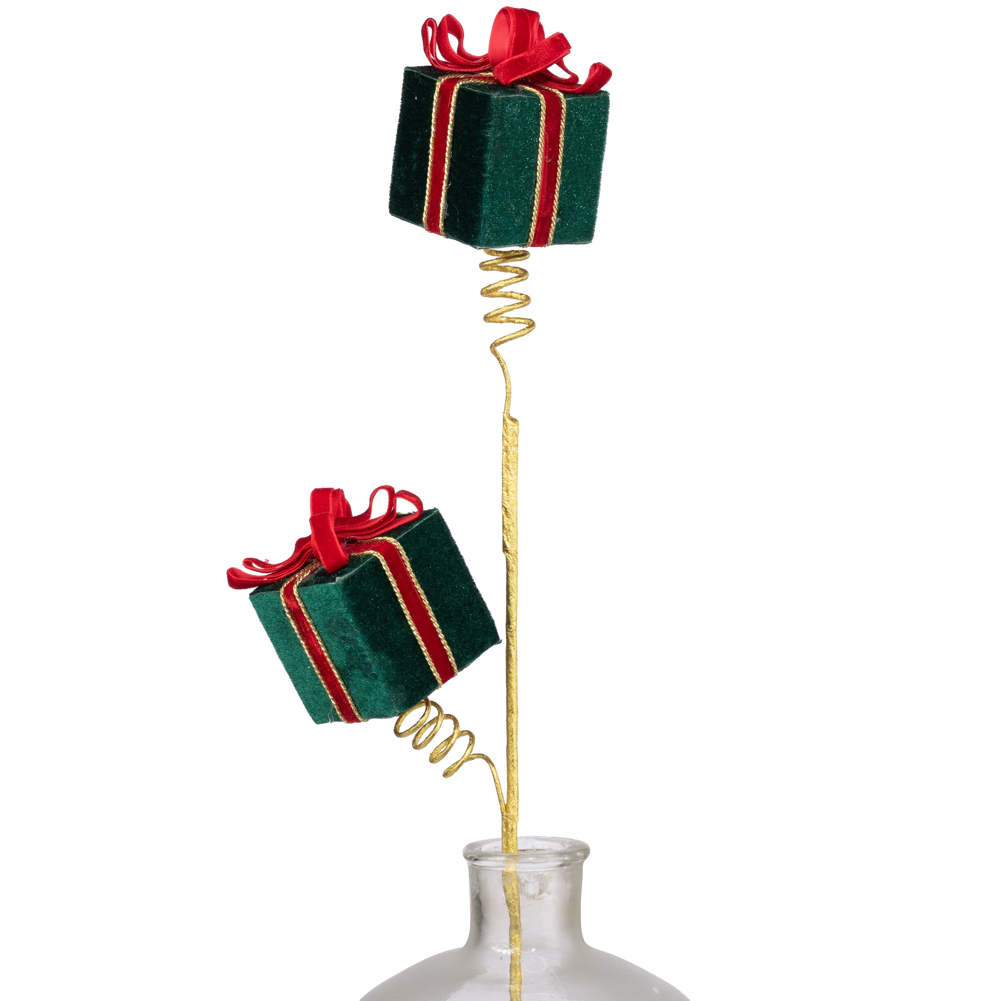 26" Velvet Gift Box Spray: Red & Green Item Number: 86706RDGN